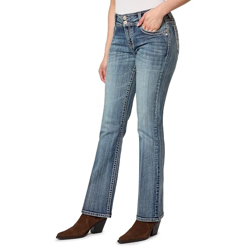WallFlower Women's Luscious Curvy Bootcut Mid-Rise Insta Stretch Juniors Jeans (Standard and Plus) - 0 Short Jenny
