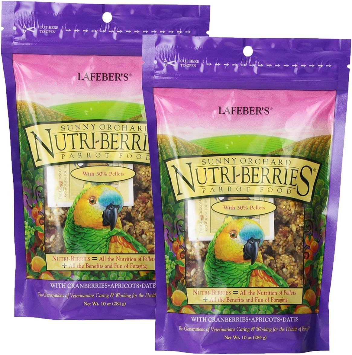 Lafeber Gourmet Sunny Orchard Nutri-Berries for Parrots 10 oz Bag (2 Pack)