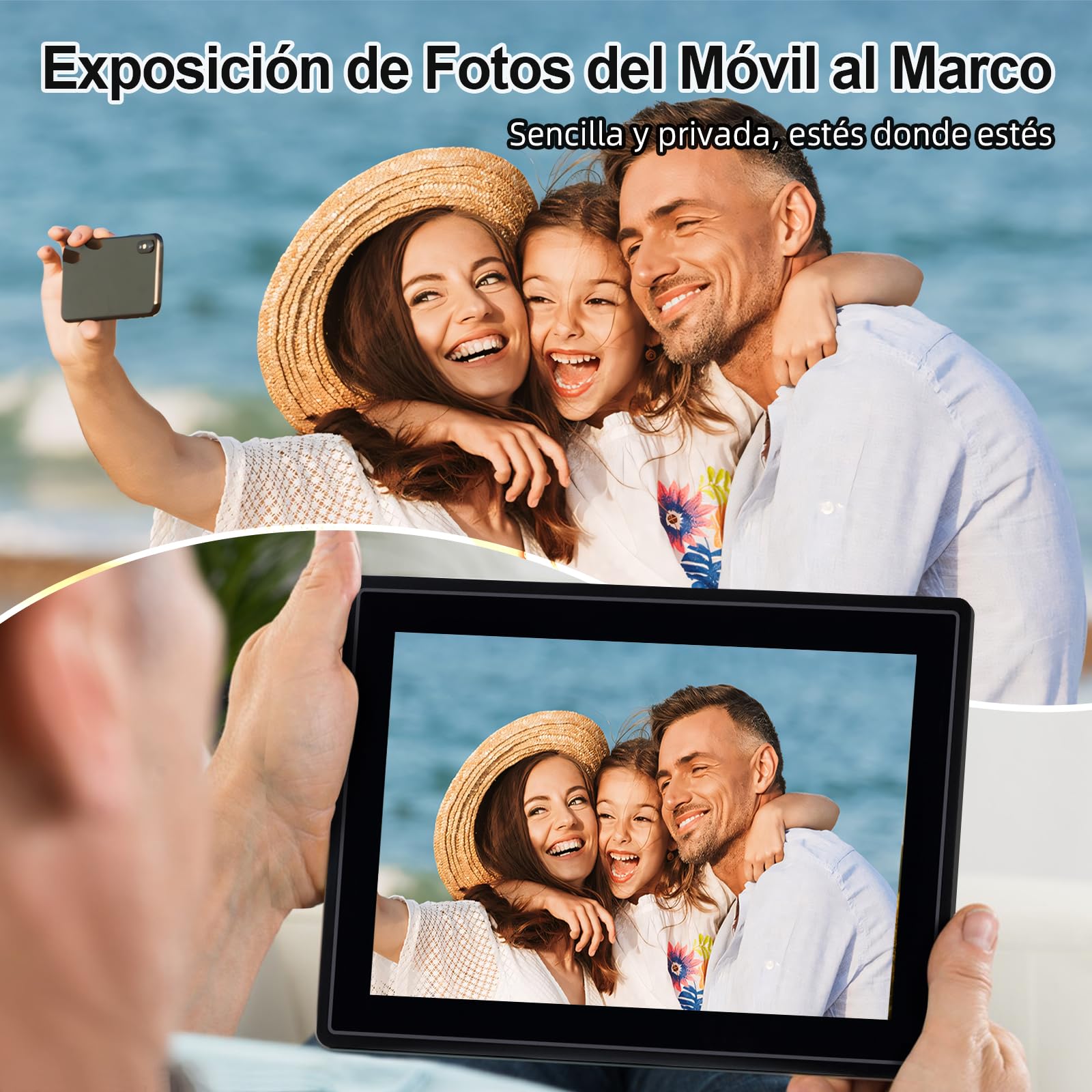 Rollei Smart Frame WiFi 100 en Negro. Marco de Fotos Digital de 10.1 Pulgadas con función WiFi para Reproducir Tus Fotos y vídeos con Sonido