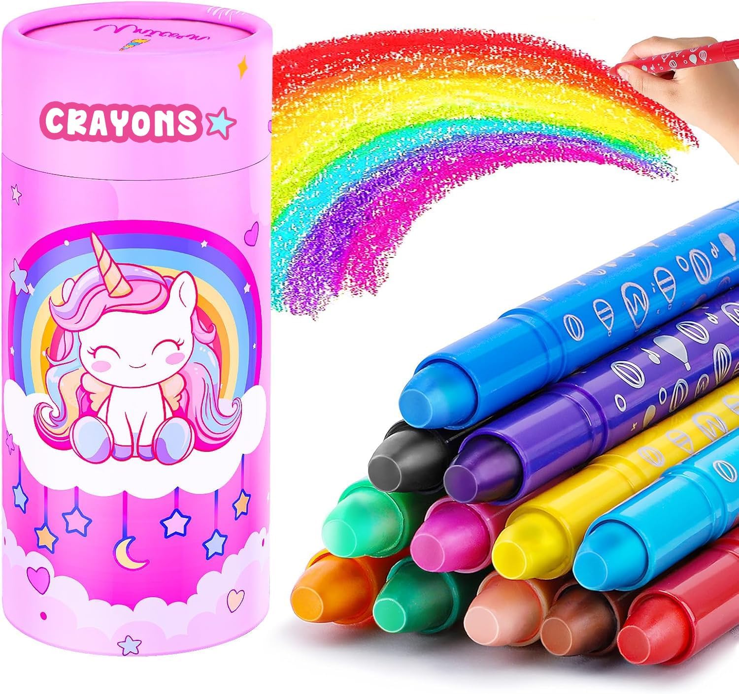 DreamCandy Twist Crayons for Toddlers,12 Colors Non Toxic Washable Crayons for Kids,Art Supplies Drawing Coloring Crayon Set,Gift for Boys and Girls,Back to School,Stocking Stuffers