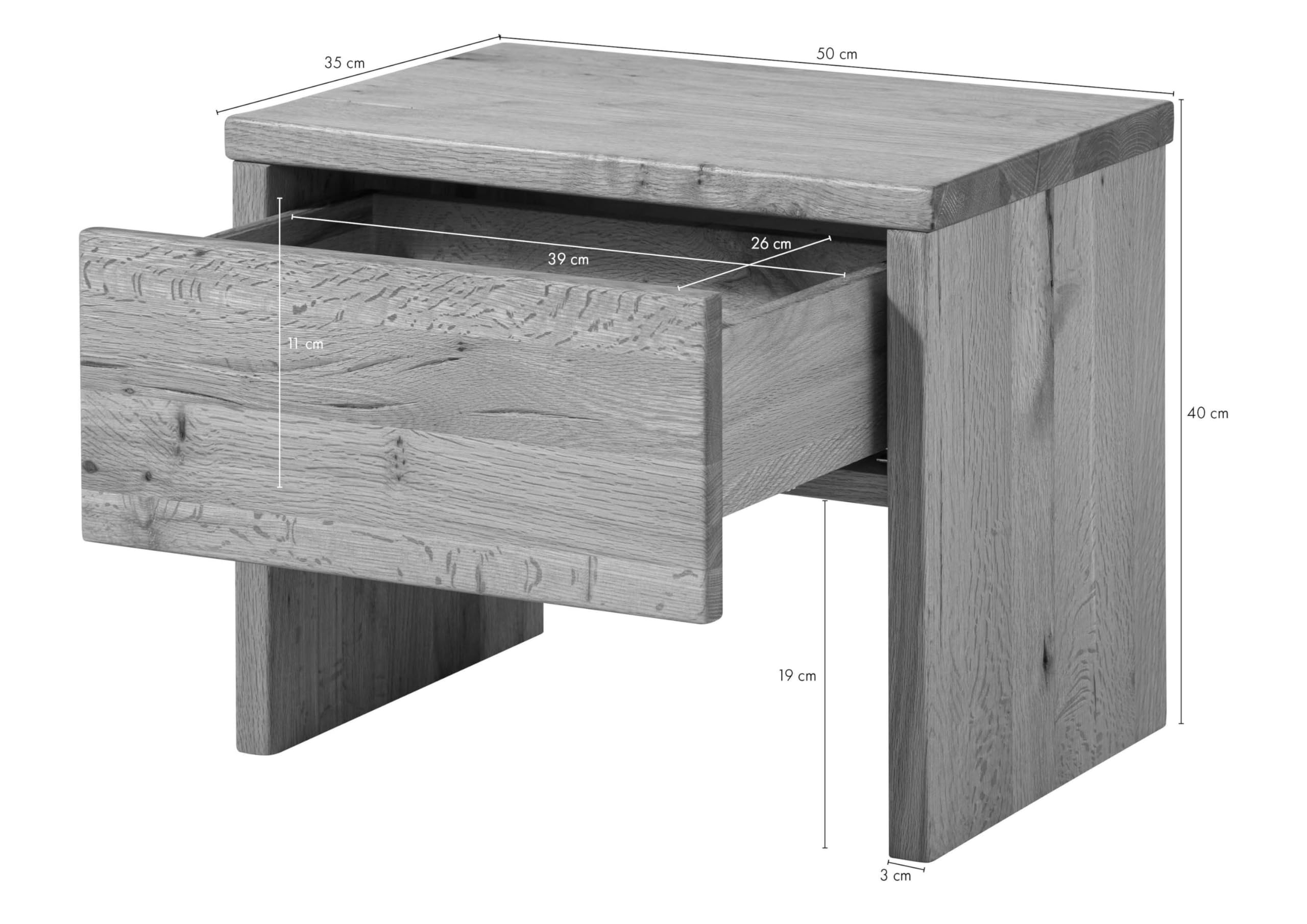 Table de Nuit - Bois Massif de chêne Sauvage huilé - Design Rustique - JANGALI #719