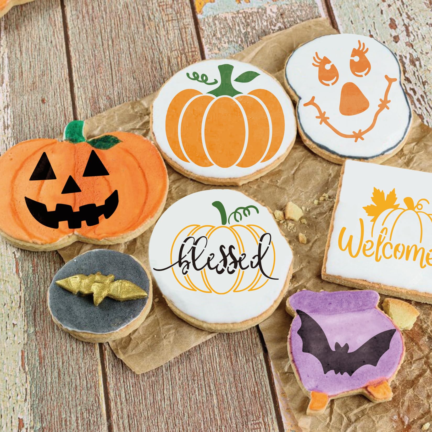 45 plantillas reutilizables para galletas de Navidad, Halloween, otoño, Acción de Gracias, para decoración de pasteles, para alimentos, postres y manualidades (45 días festivos)