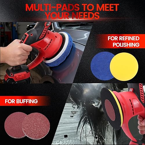 Miniatura 7 de Kit de pulidor inalámbrico para automóvil con 2 baterías de 2.0 AH, pulidora de doble acción, cera de 6 velocidades variables para detalles de