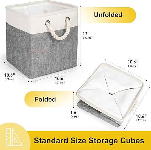 Miniatura 2 de Greenual Contenedores de almacenamiento en cubo, cubos de almacenamiento plegables de tela, cubos de almacenamiento de 11 pulgadas con asas, cubos