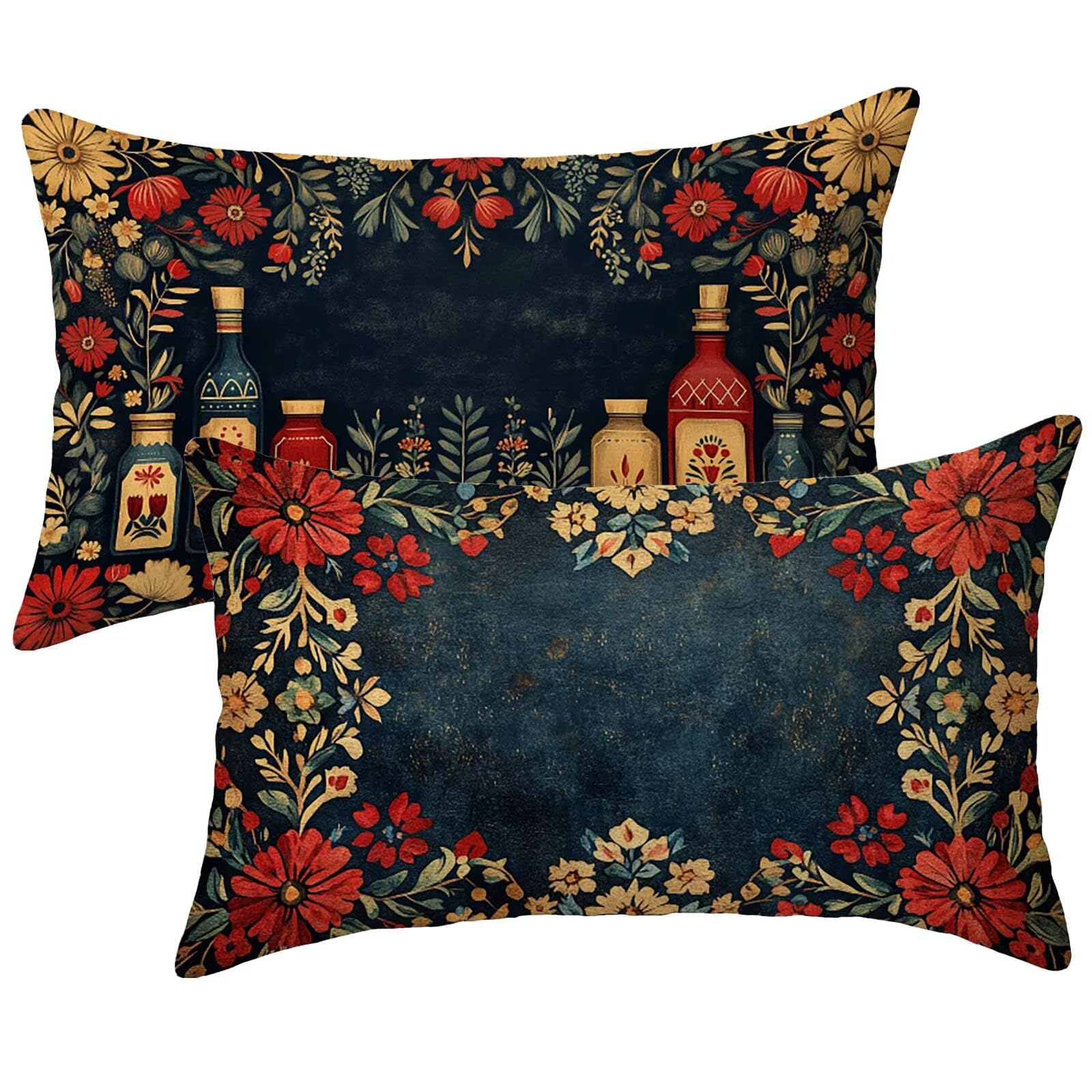 Housse Coussin 40x60 cm Lot de 2 Imperméable en Lin pour Jardin