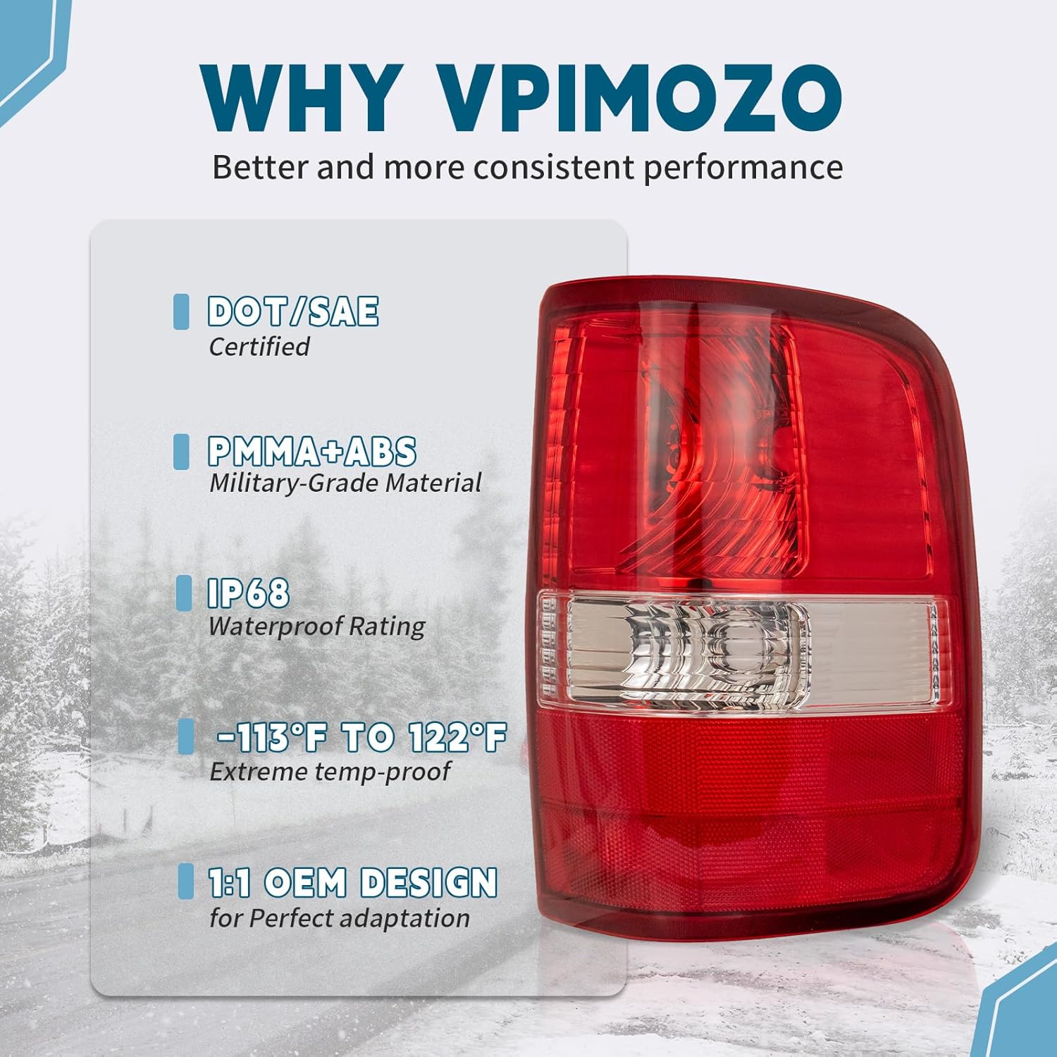 VPIMOZO Tail Light Compatible With 2004 2005 2006 2007 2008 Ford F150 F-150 Driver and Passenger Side Rear Brake Light Housing Replacement FO2800182 FO2801182