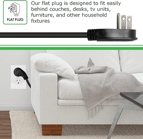 Miniatura 3 de Digital Energy Regleta de protección contra sobretensiones de 8 tomas, 4200 julios, USB-C y USB-A, 3 tomas de corriente espaciadas amplias, cable de