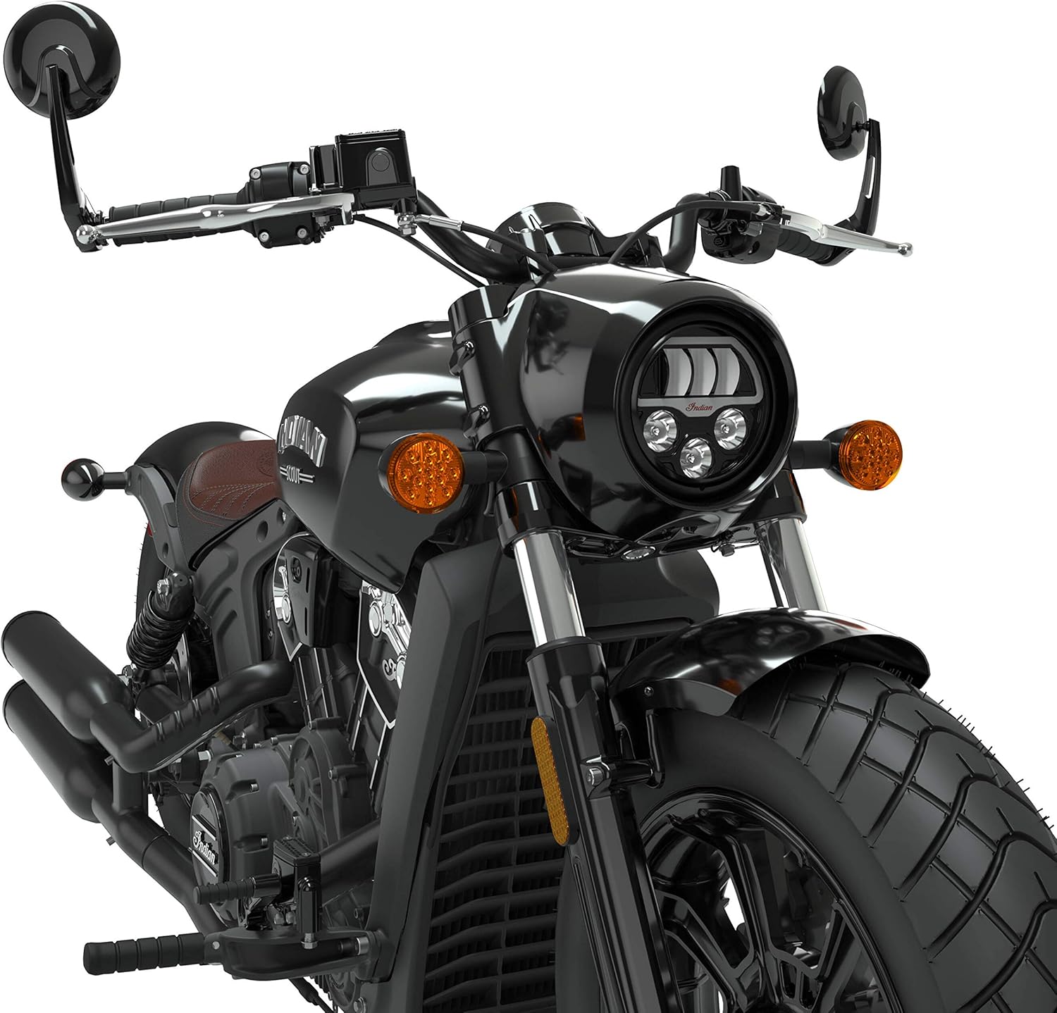 Indian Motorcycle Pathfinder 5.75 LED Headlights High and Low Beam for Scout, Scout Bobber, Scout Rogue, Scout Sixty Models and More, Gloss Black, Includes Spring Clips, Night Riding – 2882517