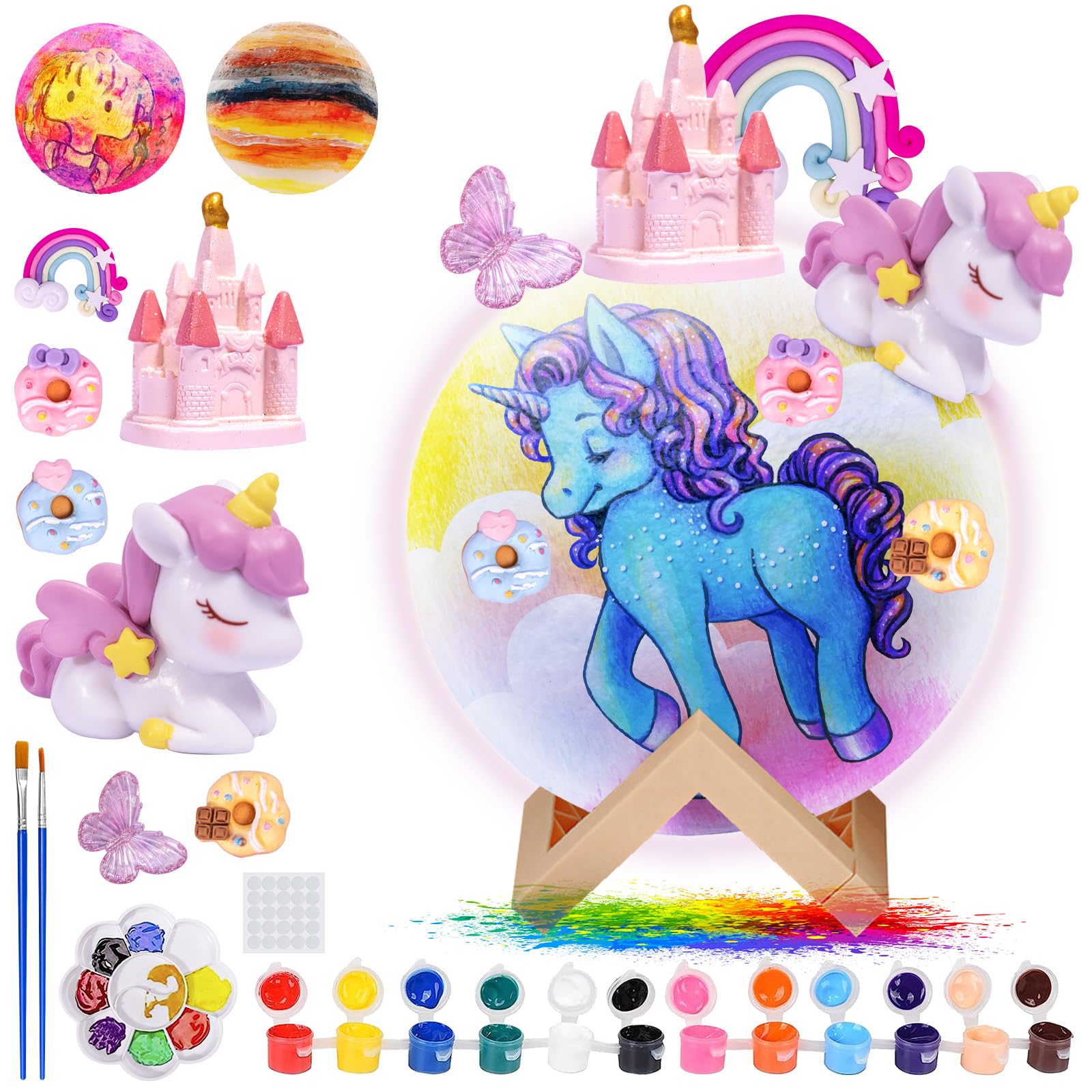 Jouet Licorne Kit Créatif Avec Veilleuse LED Rechargeable - Terrarium Magique, Figurines, Télécommande - Cadeau Pour Filles 4-12 Ans