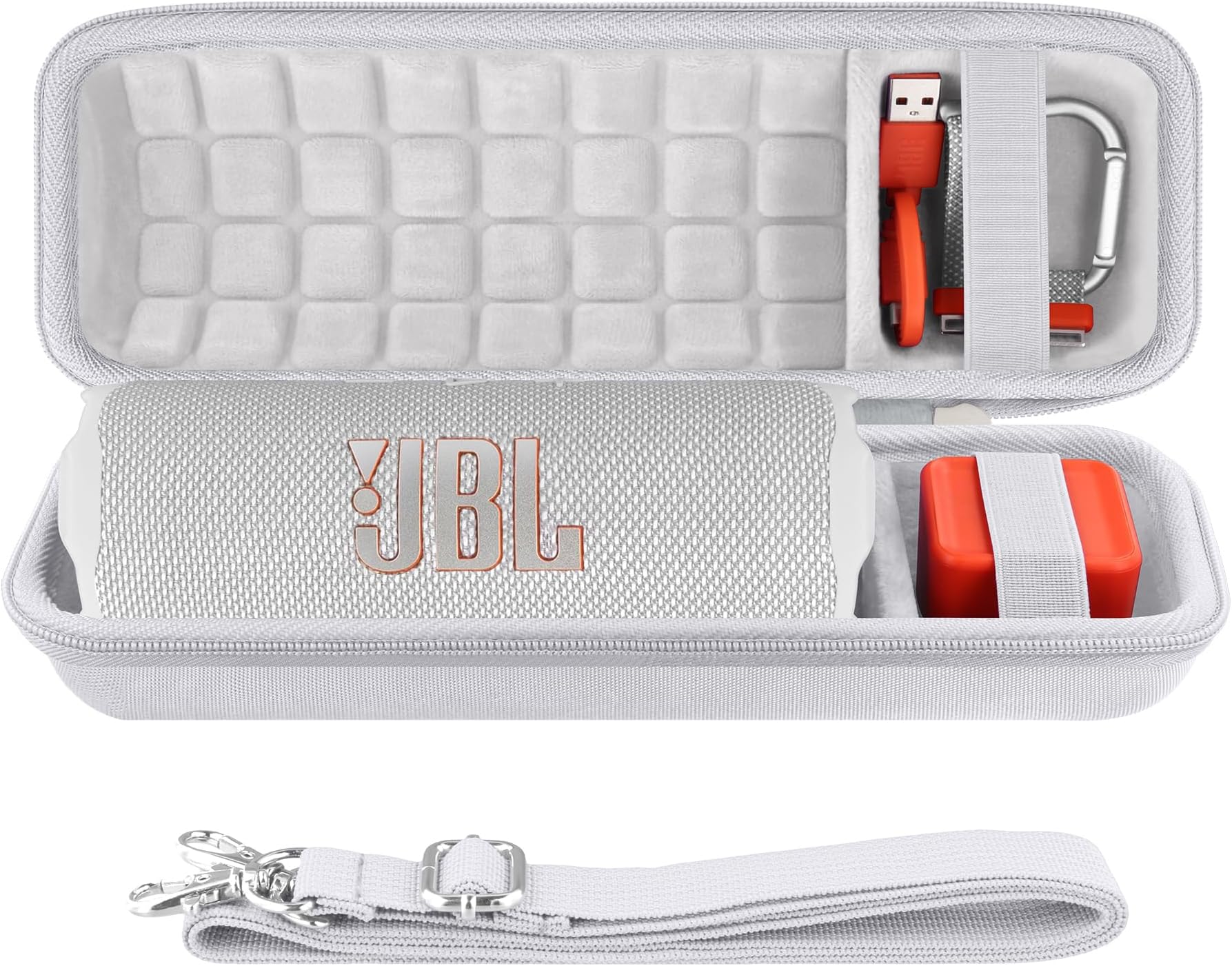Hard Travel Case Replacement for JBL Flip 7 Flip 6 FLIP 5 Waterproof Portable Bluetooth Speaker (White Case)