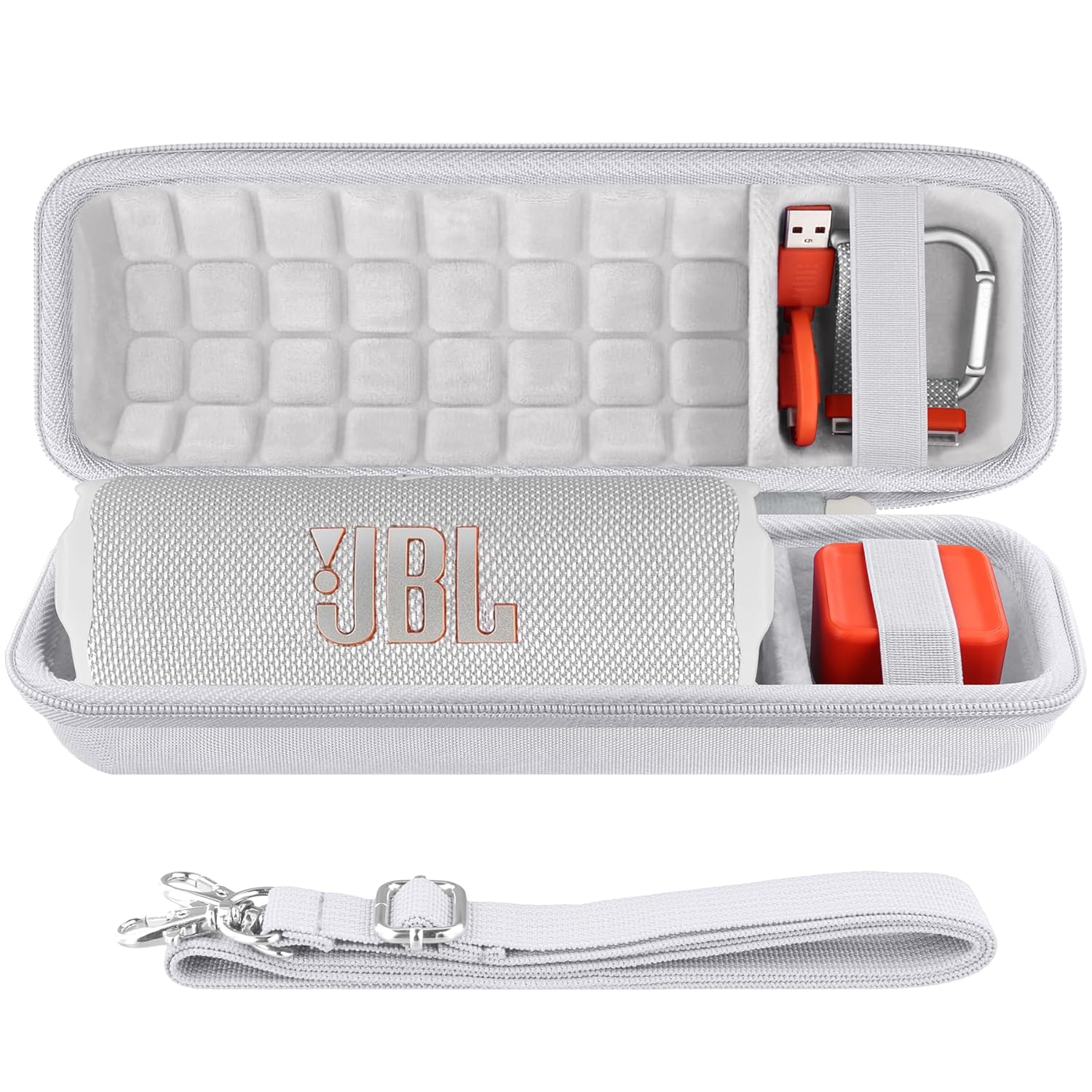 co2CREA Hard Travel Case Replacement for JBL Flip 7 Flip 6 FLIP 5 Waterproof Portable Bluetooth Speaker White