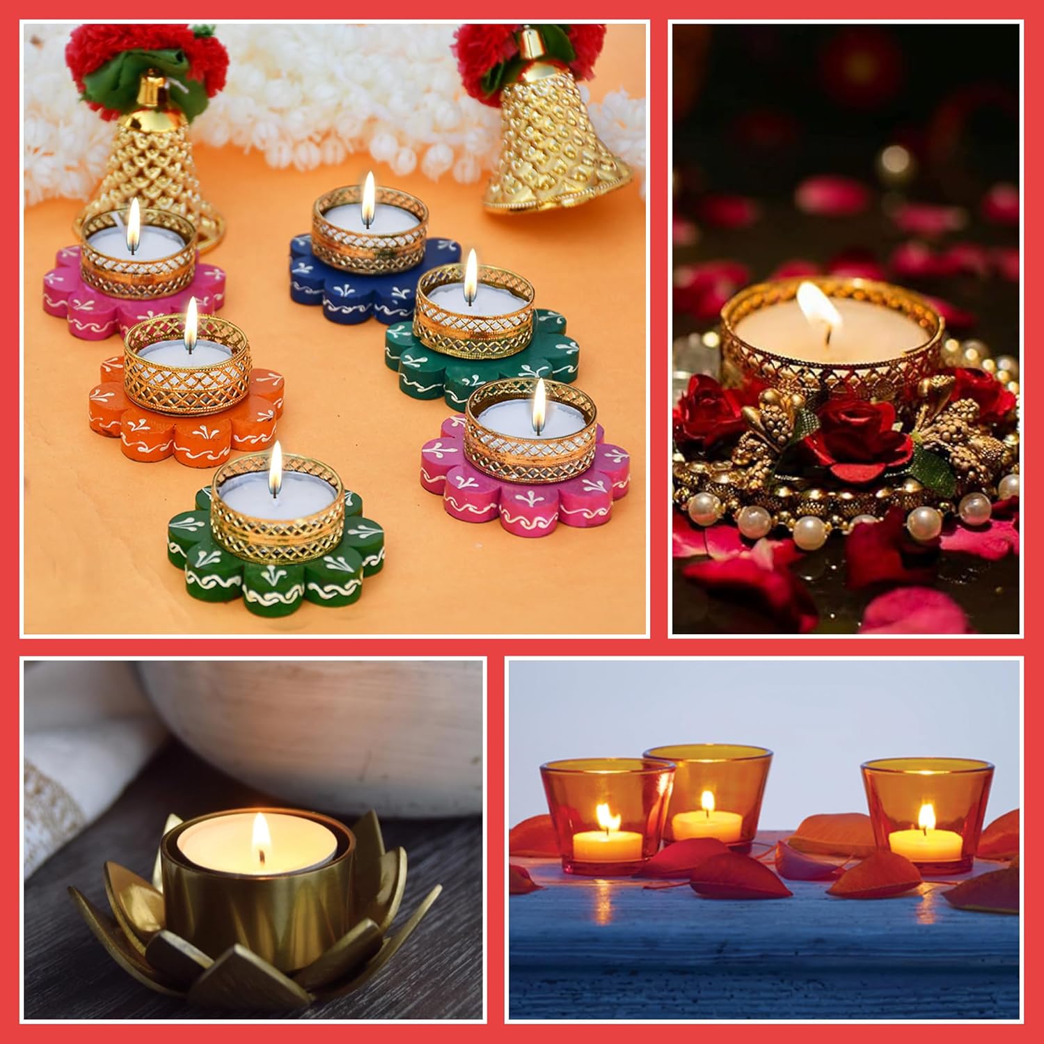 Grob Carnival Festive Unscented Tea Light Candles | Diwali Decoration Smokeless Candles | 4 Hours Burning Time| Wax Tealight Candle | 8 gm, 100 Pcs
