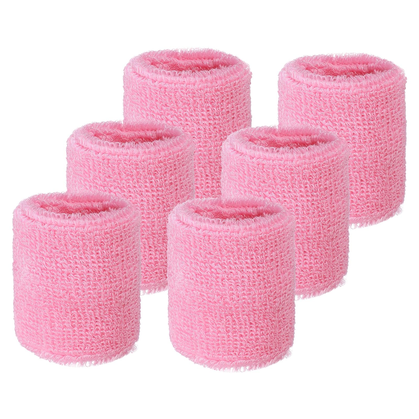 YELARXI Wrist Sweatbands Sports Absorbent Wristband Tennis Wrist Bands Sweat Band for Men and Women Elastic Breathable Wristbands, 6 Pack & 2.56" & Pink