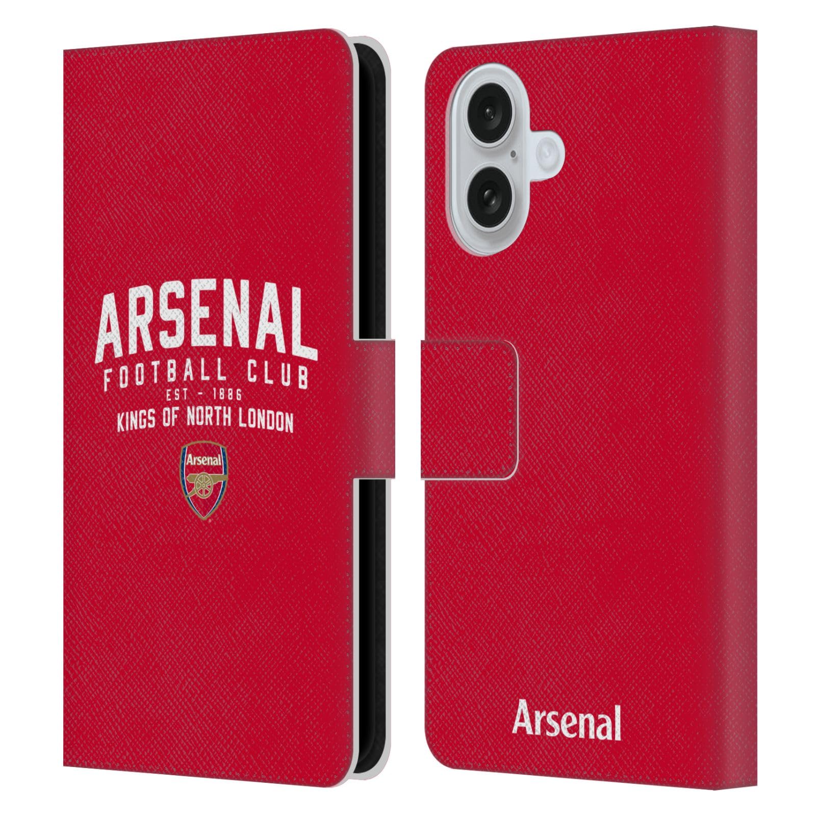 Head Case Designs Officially Licensed Arsenal FC Kings Of North London Typography Leather Wallet Case Compatible With Apple iPhone 16 โ image 1