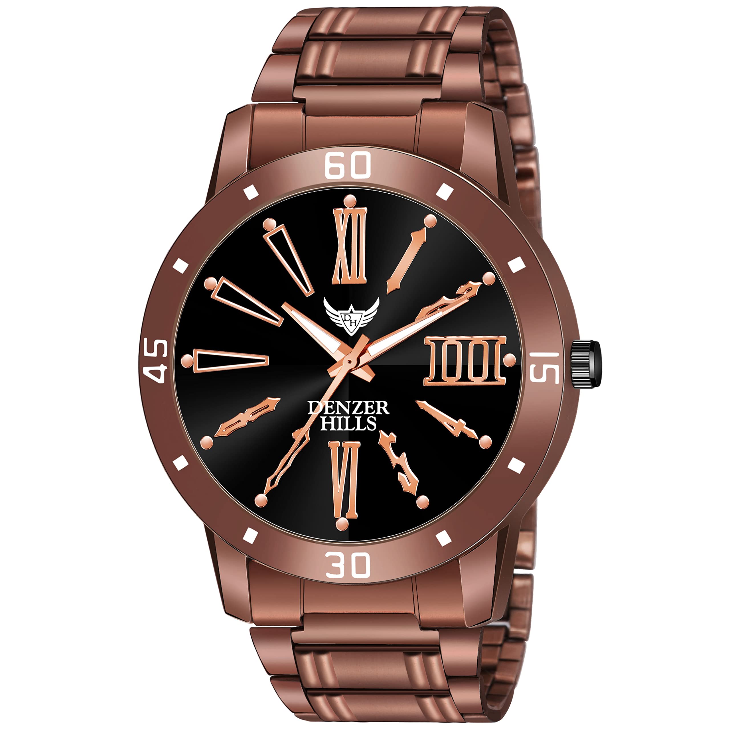 DENZER HILLS Mens Big Face Stainless Steel Analog Quartz Watches Fashion Business Chronograph Wrist Watches for Men (B09MTJR7JK) Amazon Price History, Amazon Price Tracker
