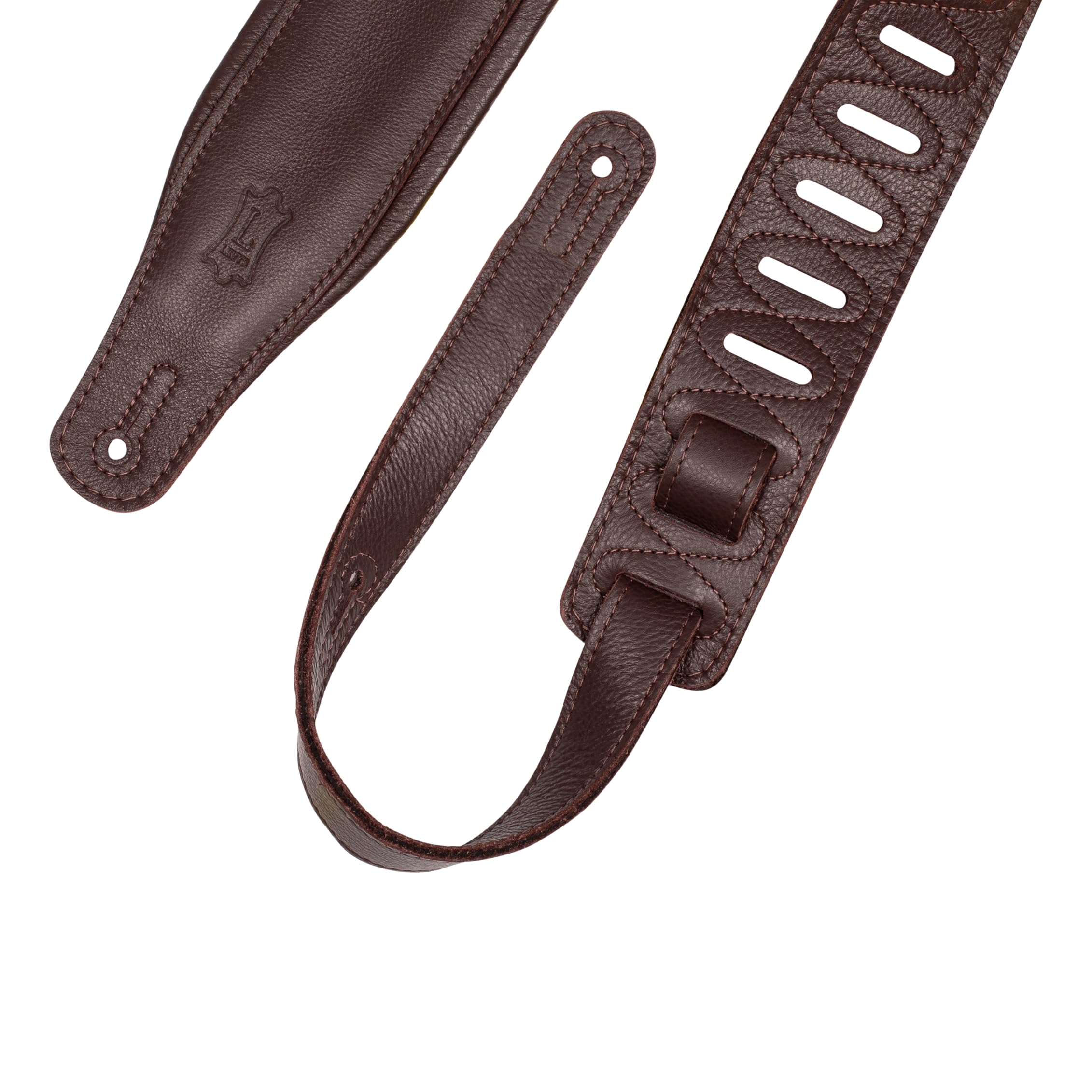 Levy's Leathers Sangle en cuir pour guitare Marron foncé Dos crème Largeur 8,3 cm