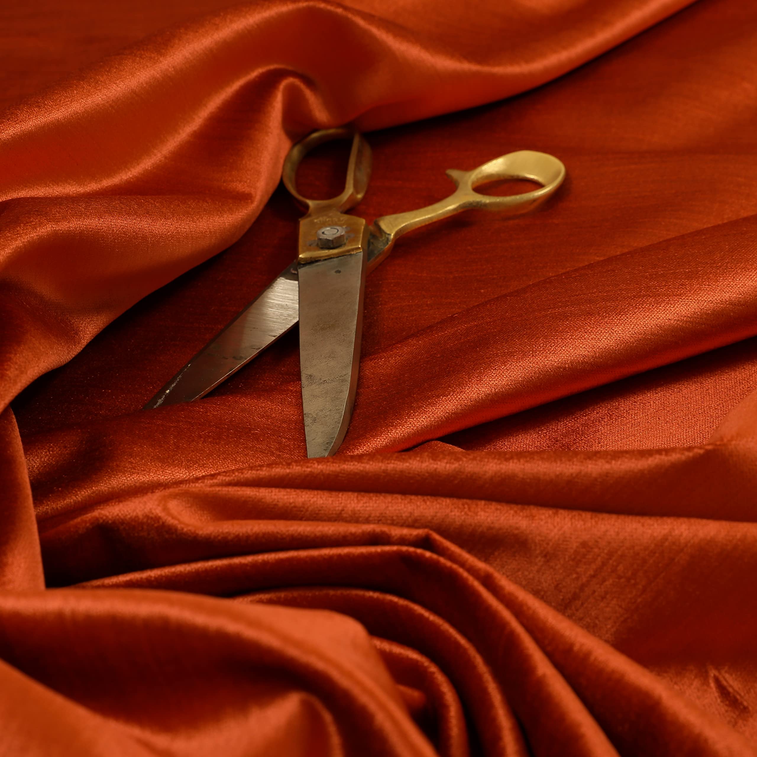 Redbrick Mill Fabrics Flame Retardant Quality Designer Blended Silk French Shiny Velvet Furnishing Fabric by The Metre, Ideal for Upholstery, Curtains & Cushions, Orange (Per Metre)