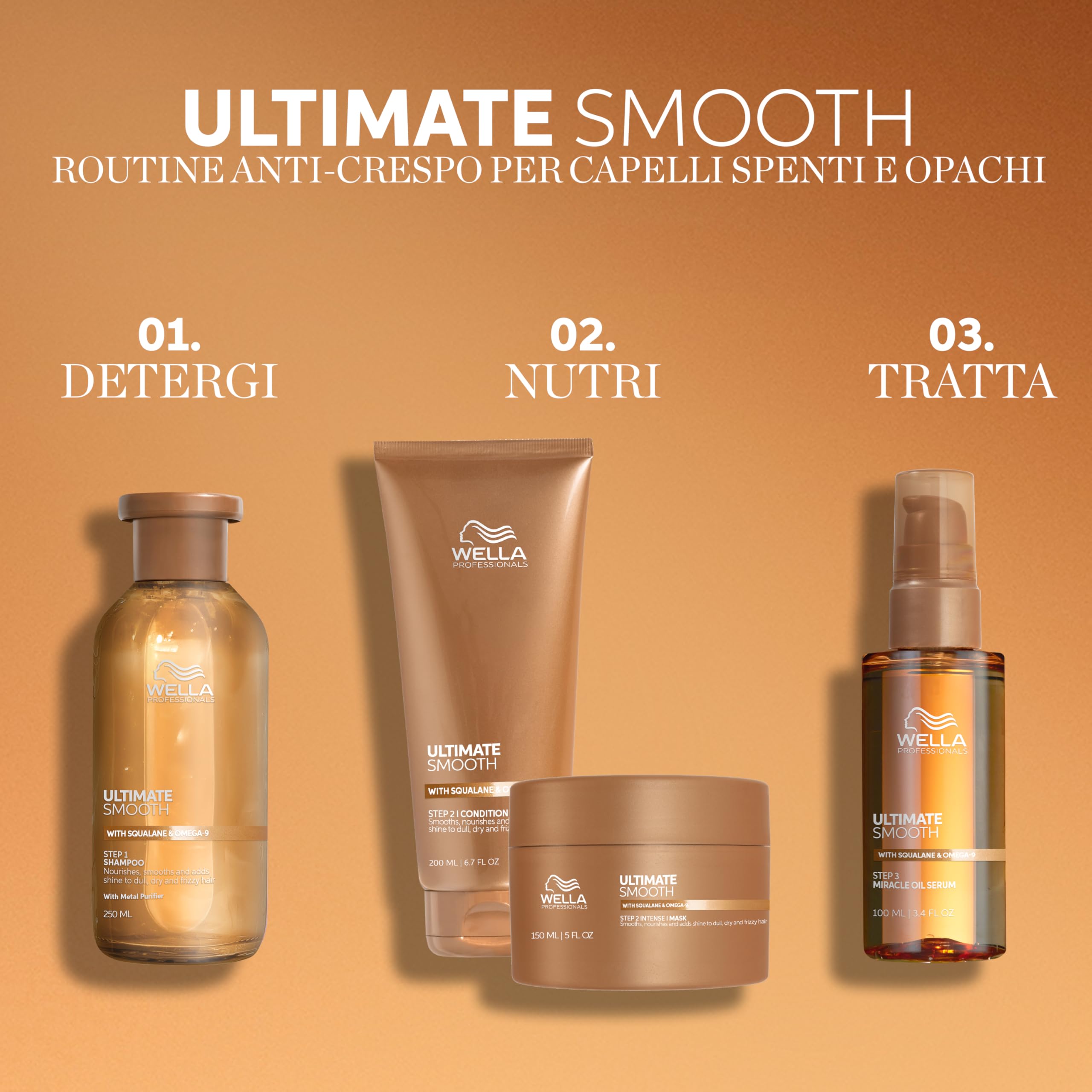 Wella Professionals Ultimate Smooth Maschera Capelli Ristrutturante - Hair Mask con Squalano e Omega 9 - Per Capelli Secchi, Opachi e Crespi (150ml)