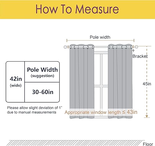 Miniatura 6 de NICETOWN - Paneles de cortinas opacas con aislamiento térmico y ojales en la parte superior para ventanas pequeñas (2 paneles de 42 pulgadas de