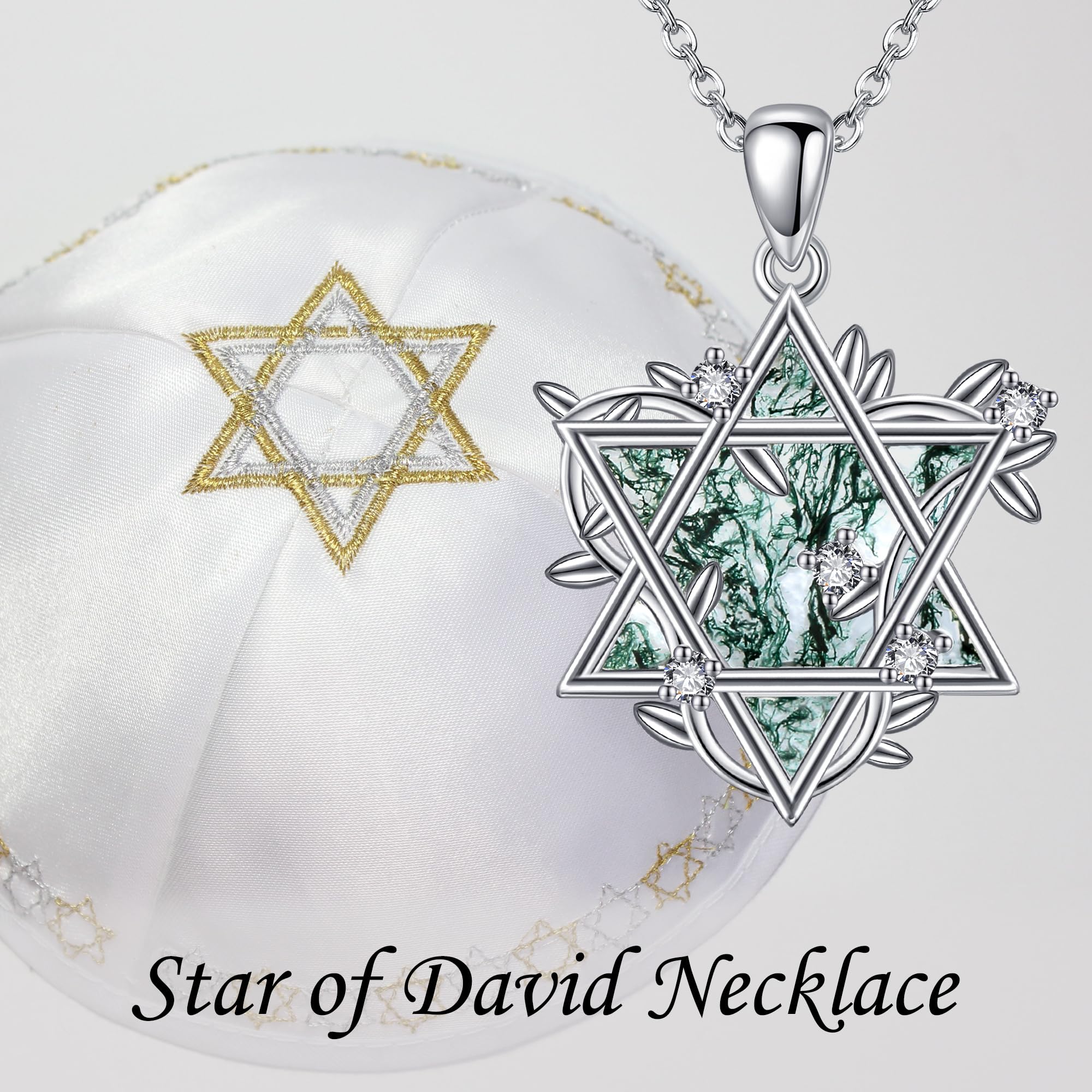 URONE Collana con ciondolo a forma di stella di David, in argento Sterling, con stella ebrea, idea regalo per donne, Argento sterling, Nessuna pietra preziosa