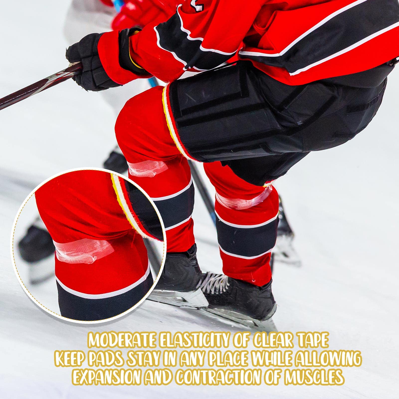 Meooeck 10 rotoli di nastro adesivo multiuso da hockey, parastinchi per calzini, pattini, sport, hockey, regali, attrezzatura per attrezzatura (20 m, trasparente