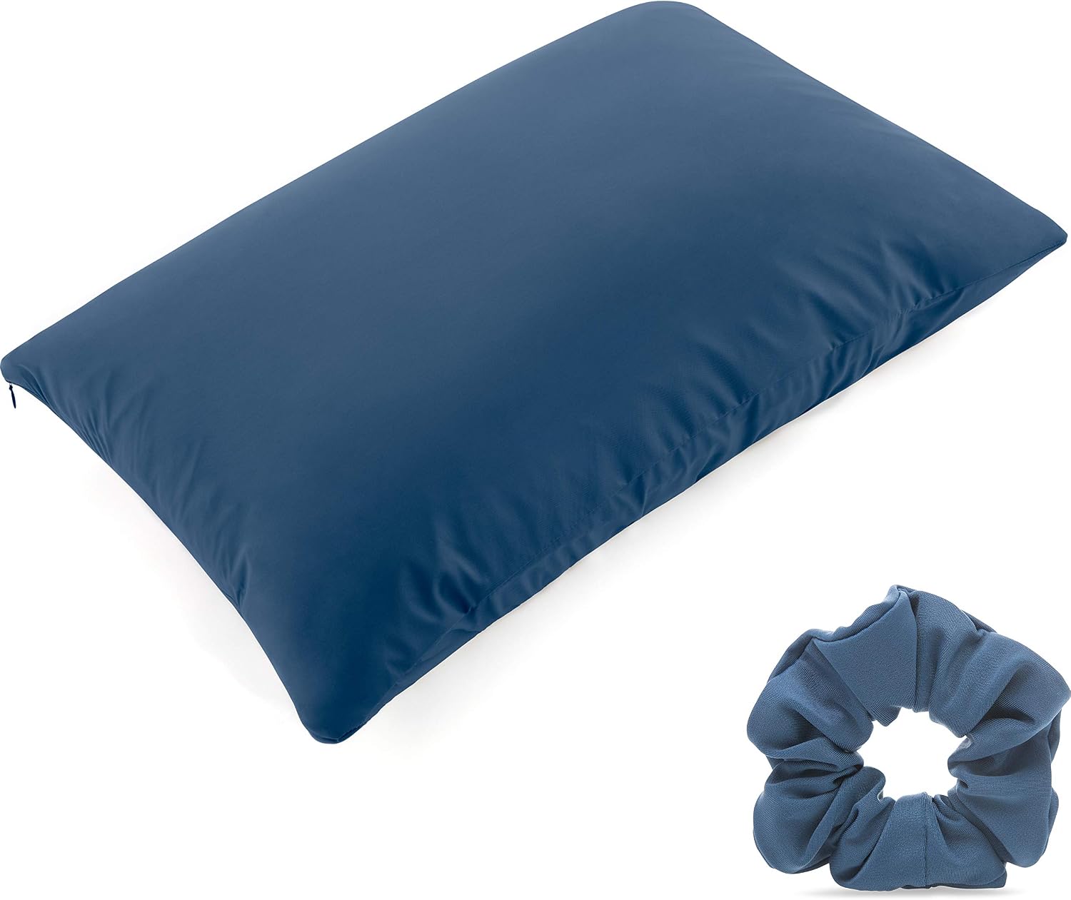 Ultra Silk Like Beauty Pillow Cover - Blend of 85% Nylon and 15% Spandex Means This Cover is Designed to Keep Hair Tangle Free and Helps Skin - Bonus Matching Hair Scrunchie, Peacock Blue, Queen