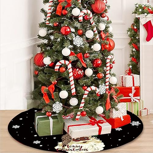 Miniatura 5 de Falda de árbol de Navidad, copo de nieve negro, falda de árbol de Papá Noel afroamericano de 48 pulgadas, falda de árbol de invierno de Navidad para