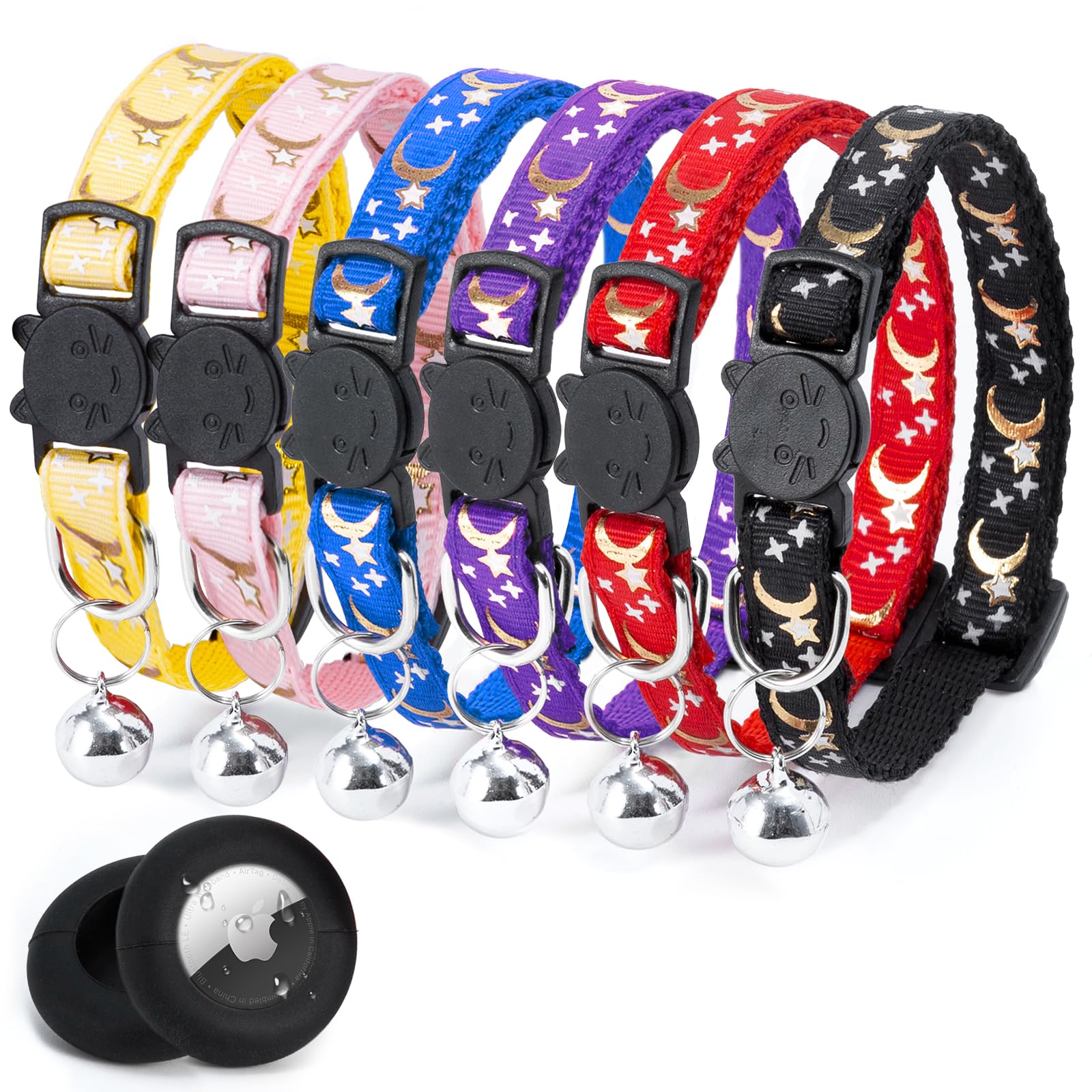 8PCS Airtag Collare Gatto Riflettenti,Collari per Gatti Antistrozzo con Campanellino,Regolabile 21-35 cm,Sicuro,Nylon, Accessori Animali Domestic