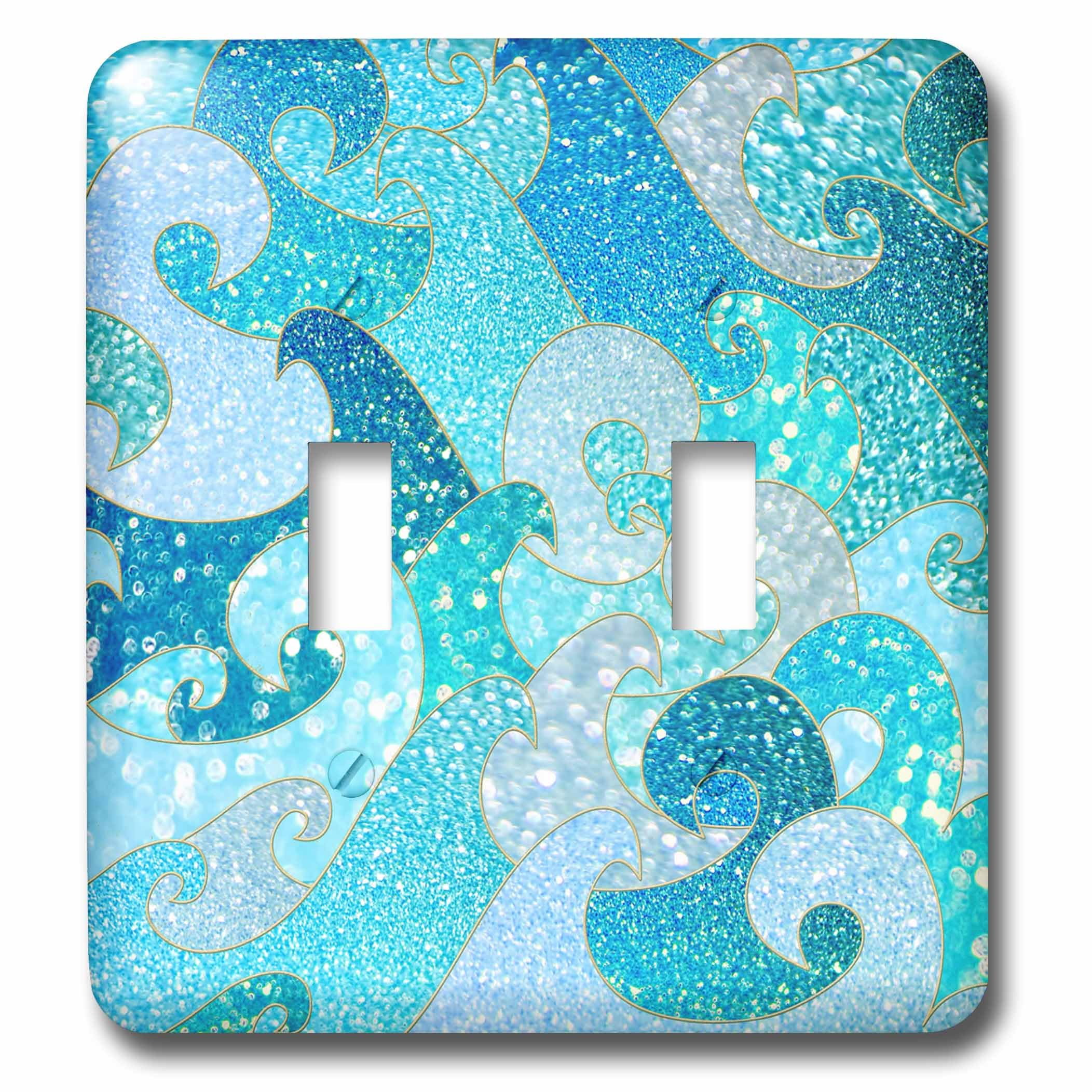 Interrupteur à baïonnette 3dRose motif vagues de sirène et paillettes bleues imprimées