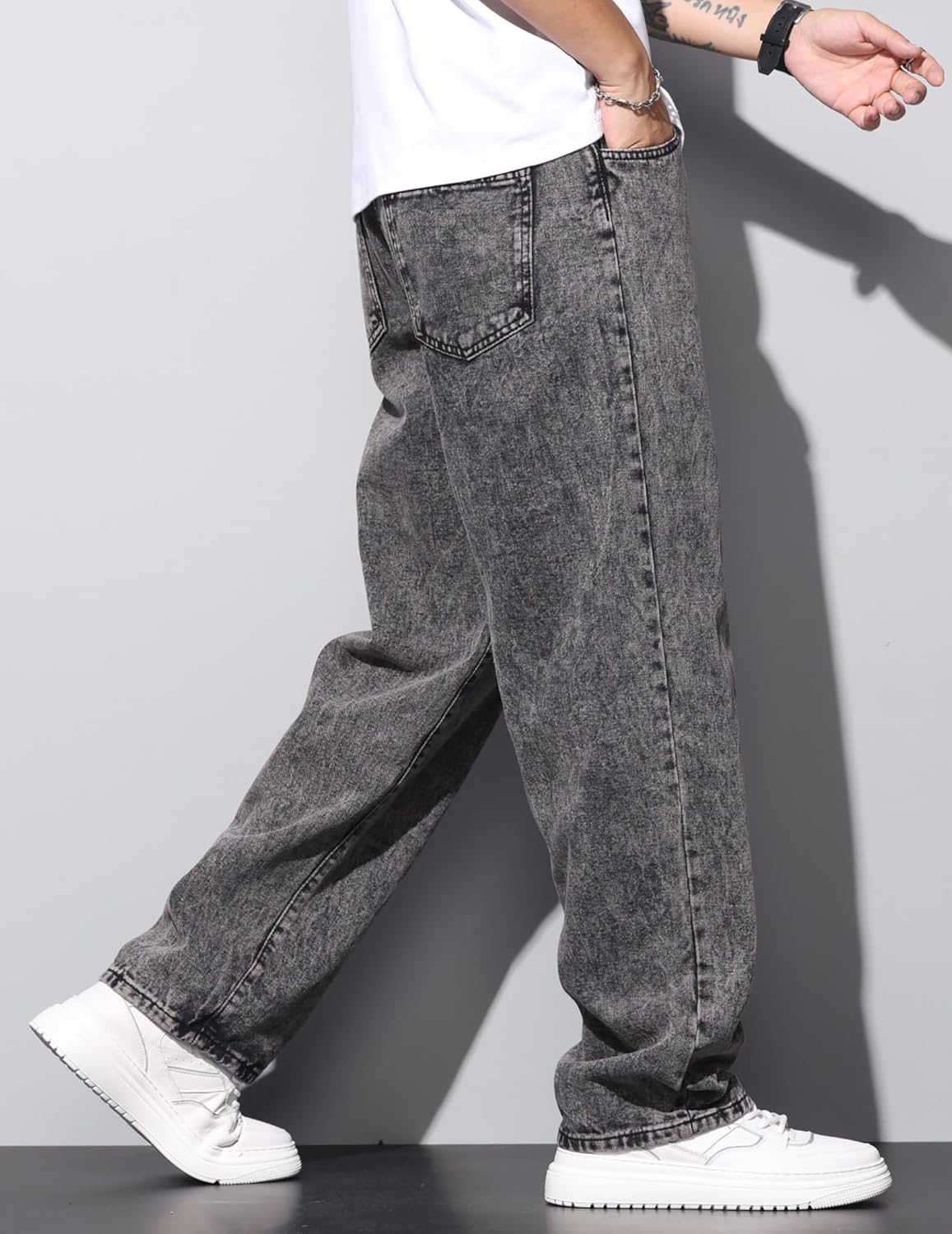 Mens Jeans Regual Fit Y2K Denim Pants Hip hop Streetwear Trousers - Image 6