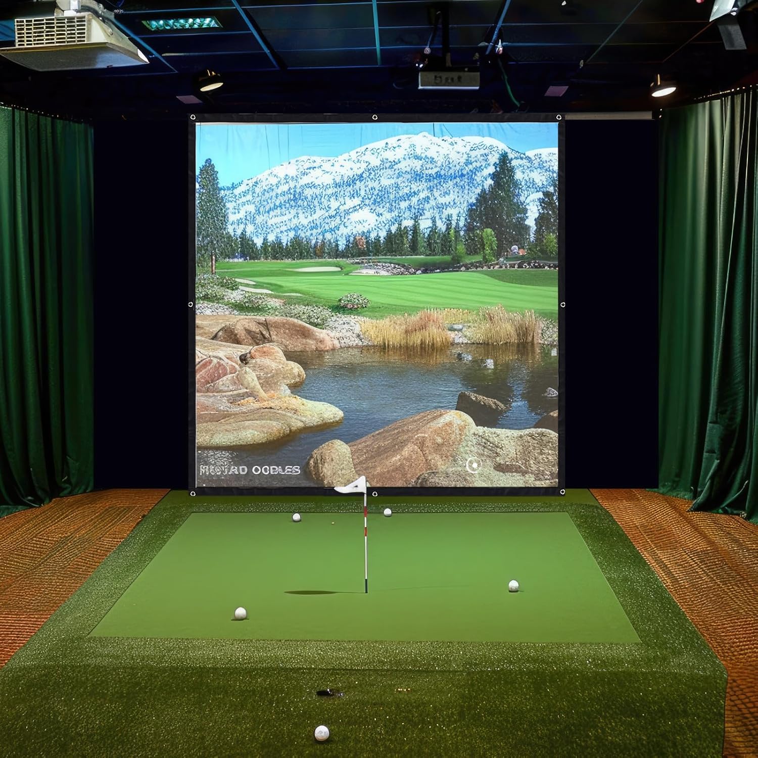 4.4 x 4.1 ft Golf Simulator Impact Screen Display Projector for Indoor and Outdoor Golf Training Ultra Clear Impact Screen with Adaptable Grommet Holes