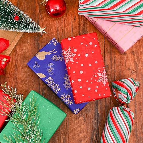 Miniatura 2 de Txmasstripe - 100 hojas de papel de seda de Navidad, papel de regalo reciclable, bolsa de embalaje reciclable, manualidades para el hogar, bolsas de