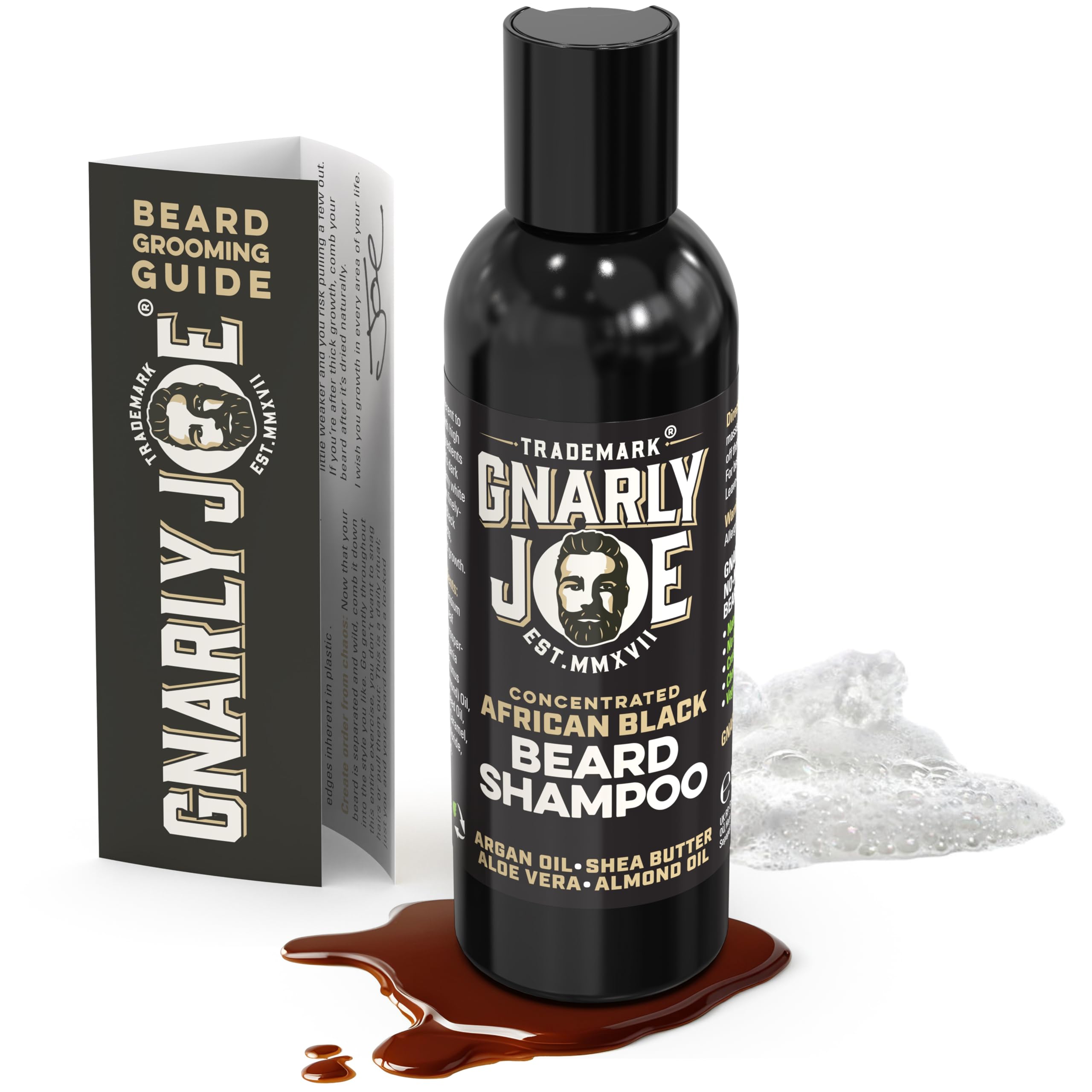 TRADEMARK GNARLY JOE EST.MMXVII Beard Shampoo. Natural African Black Soap with Coconut, 100 ml