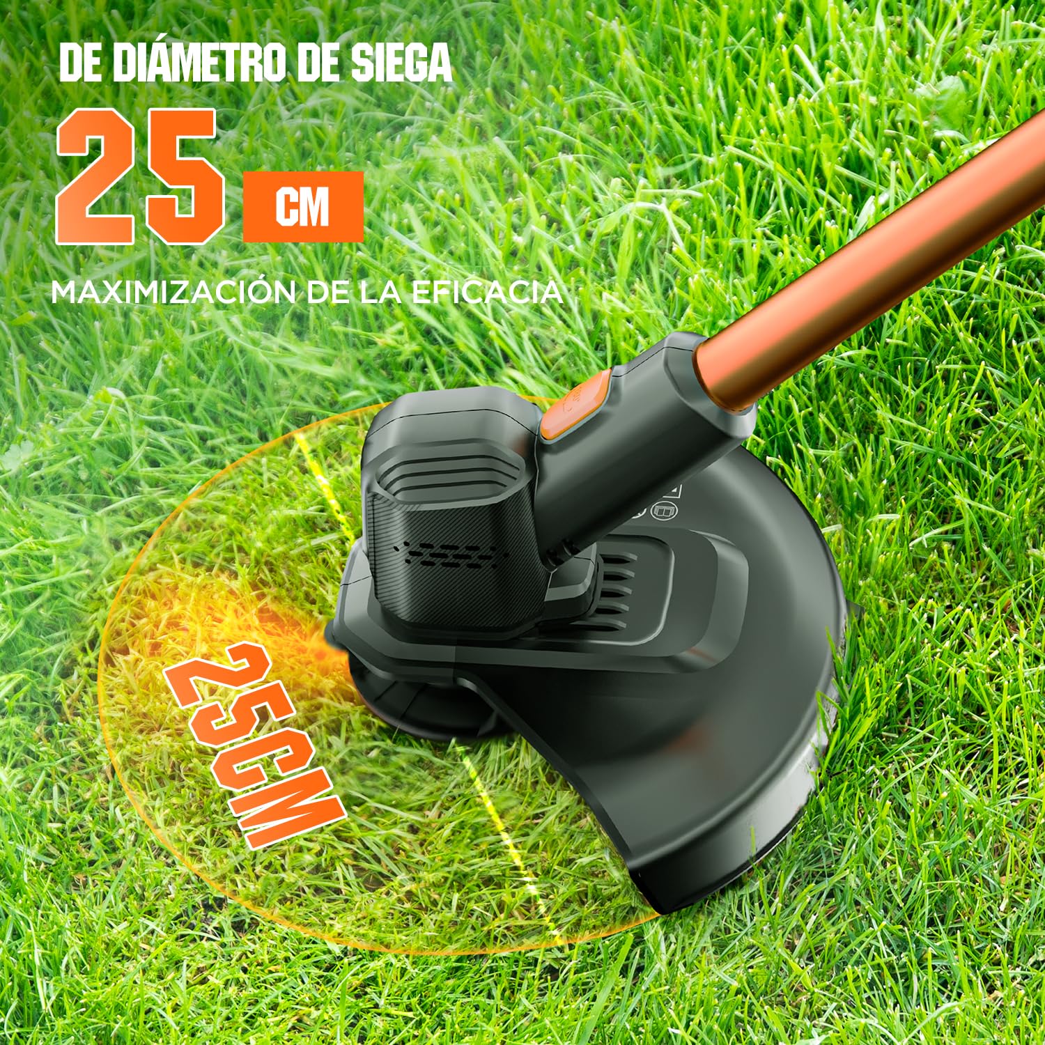 Litheli Desbrozadora a Batería 20V, 25 cm, Desbrozadora Eléctrica con Motor de Alta Potencia, Batería de 10000 mAh, Ideal para Jardines, Césped y Poda en Exteriores, Desbrozadora