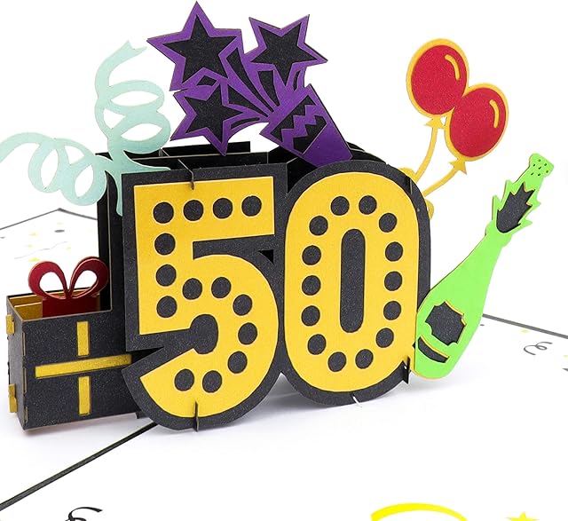 Cardology - 50th Birthday Pop Up Card | 3D Birthday Card For Men or Women | Handmade