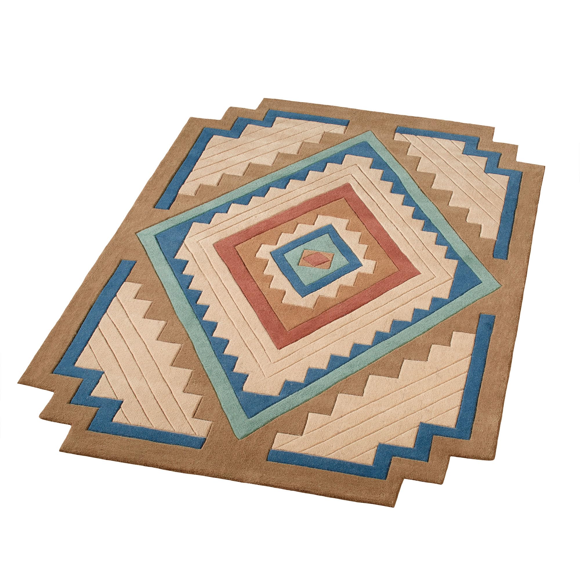 Canyon Southwest Stepped Rectangle Area Rug | 3 feet 6 inches x 5 feet 6 inches | Classic Southwestern Tones | Hand-tufted and Handcarved Pure Wool