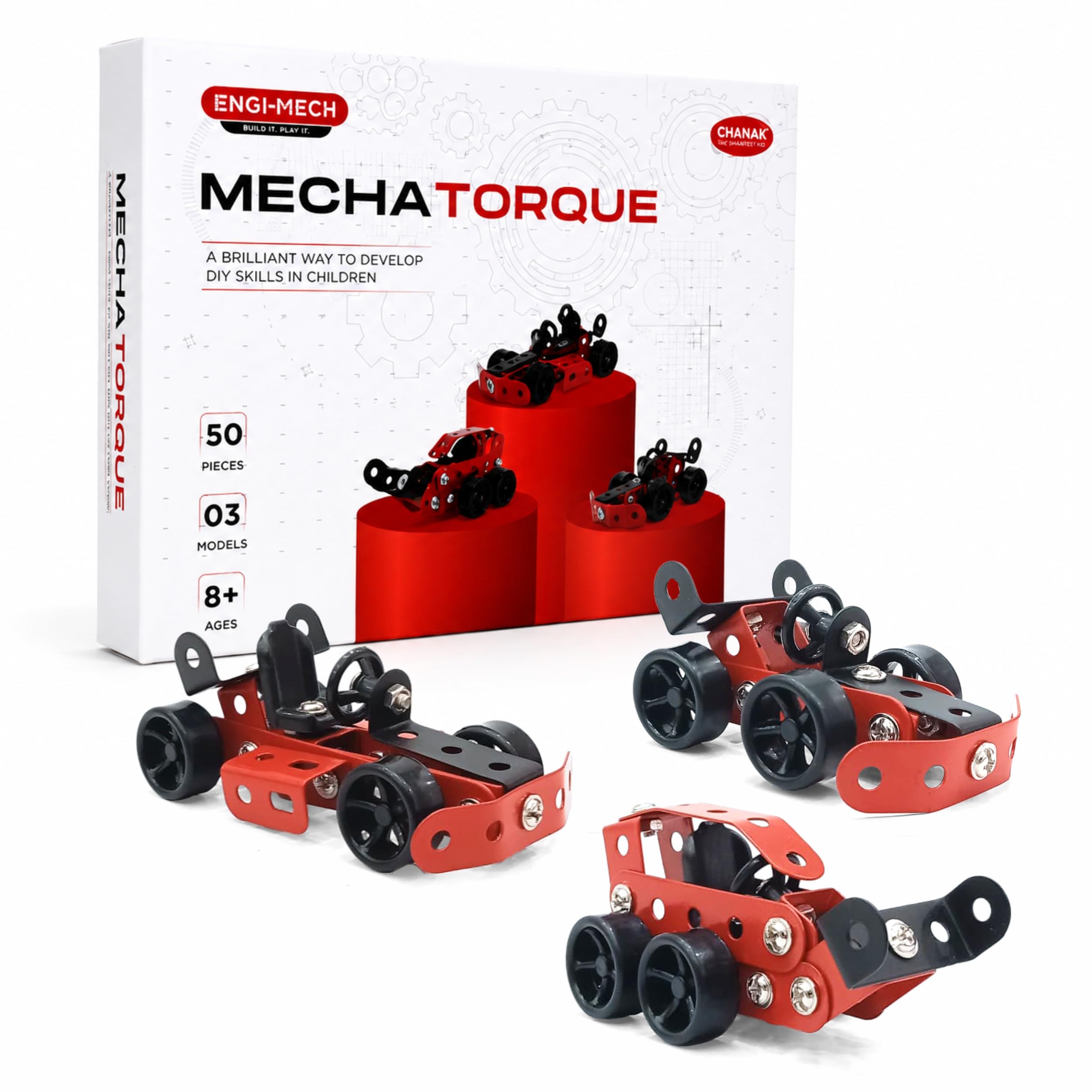 Chanak 50 Pcs Mechanical Vehicle Building Kit, STEM Educational Toy Building and Construction Set with Tools, Mechanical Toy for Kids, Model Building Kit Assembly Toys for 8+ Kids-image-47