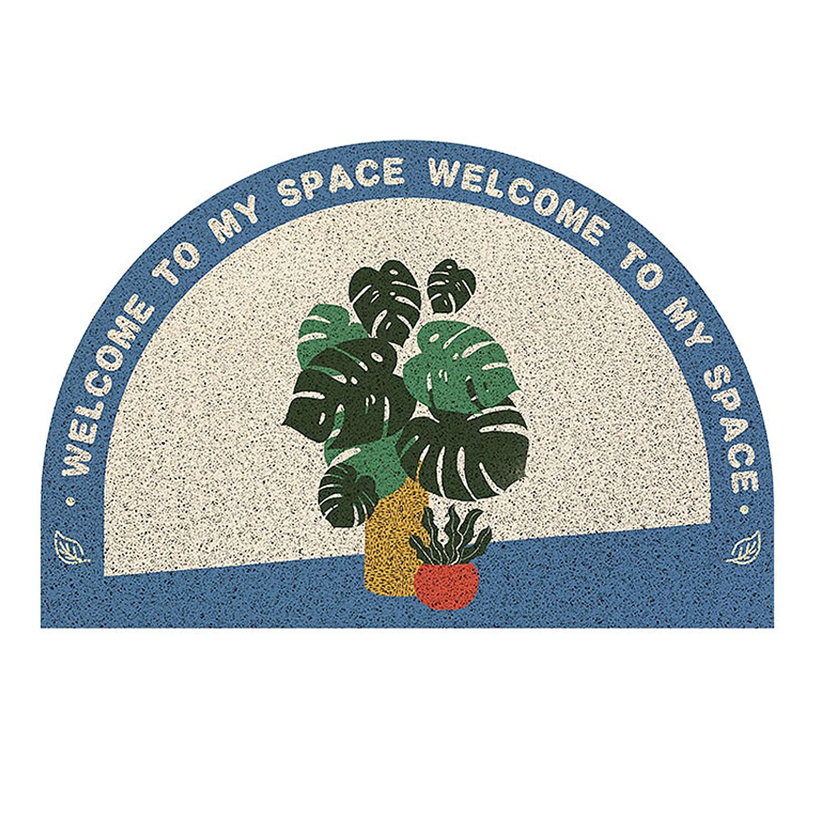 Tapete de bienvenida, semicircular antideslizante, con patrón floral botánico verde, felpudo de entrada interior para decoración del hogar, tapete para entrada