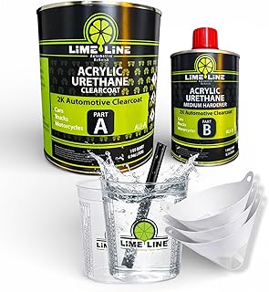 LiME LiNE 2K Clearcoat Automotive Paint Kit with Hardener - 4:1 Mix Ratio, High Gloss Top Coat for Cars, Trucks, and Motorcycles 1.25 Quart with Mixing Kit