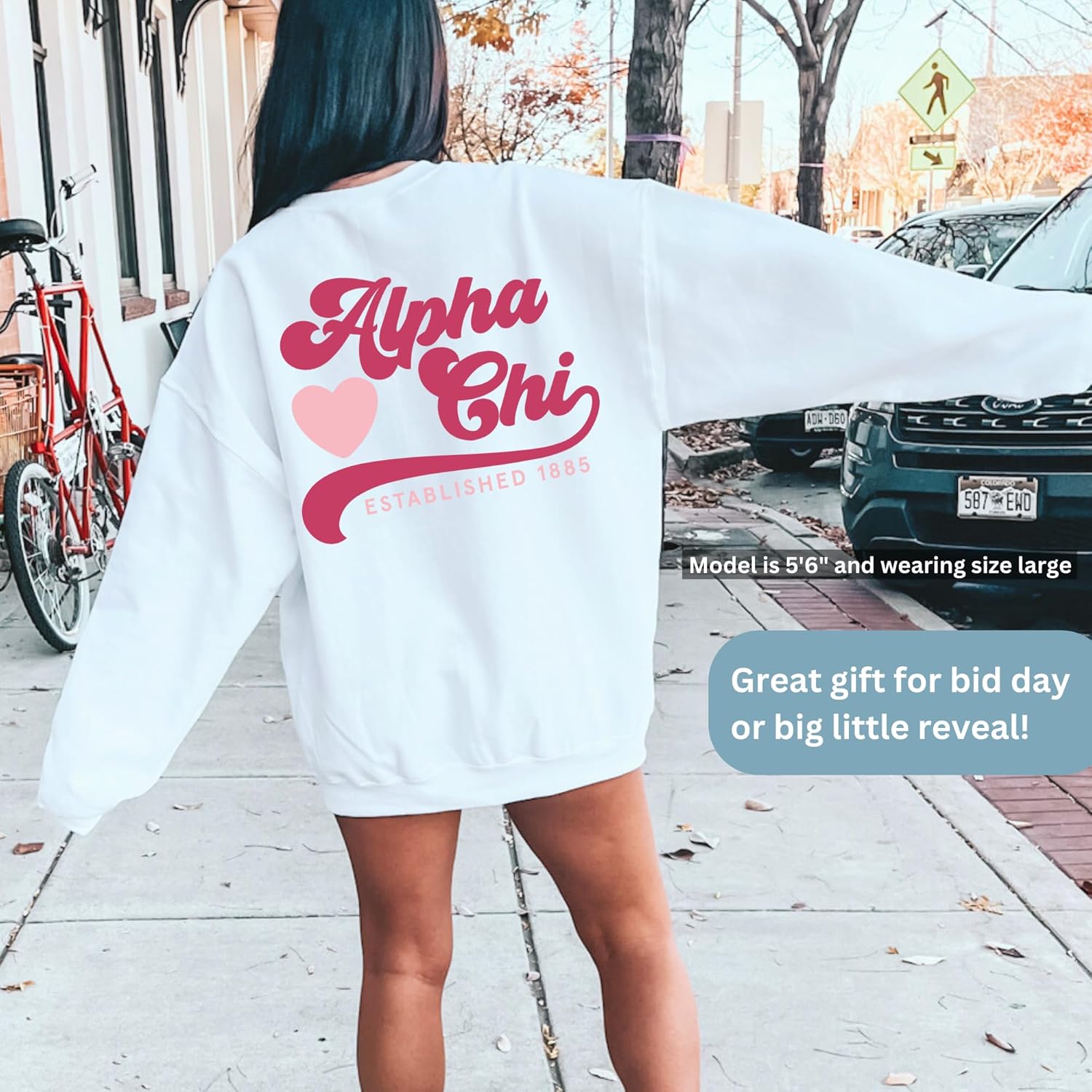 Heart Haven Sorority Crewneck Sweatshirt, Big Little Gift, Initiation Gift, Long Sleeve Sweater Merch White - Image 5