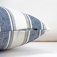 Vista 6 de JOJUSIS - Paquete de 2 fundas para cojines con diseño a rayas, estilo casa de campo, 18 x 18 pulgadas, azul