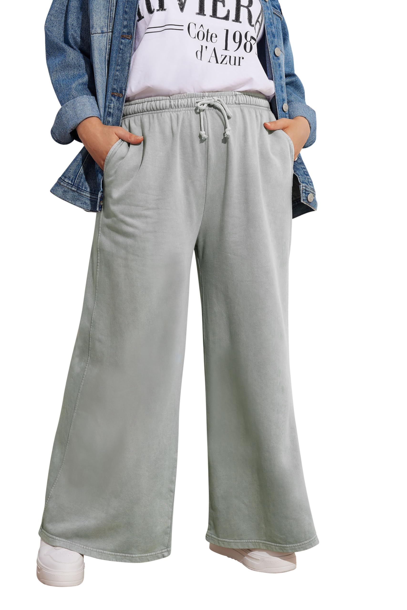 Yours Curve Wide Leg Joggers - Women's - Plus Size Curve Grey