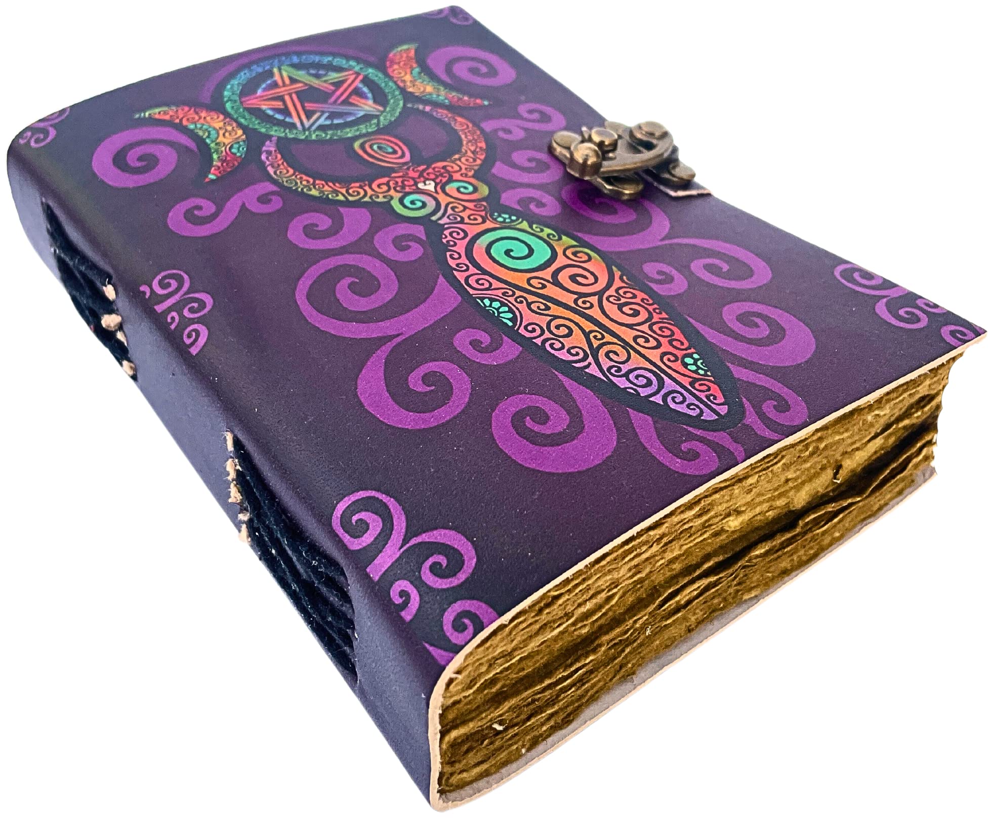 Urban Leather 7 inch Mother Earth Moon Goddess Purple Vintage Journal for Men Women UV Print Sketchbook Travel Leather Bound Journal Writing Notebook