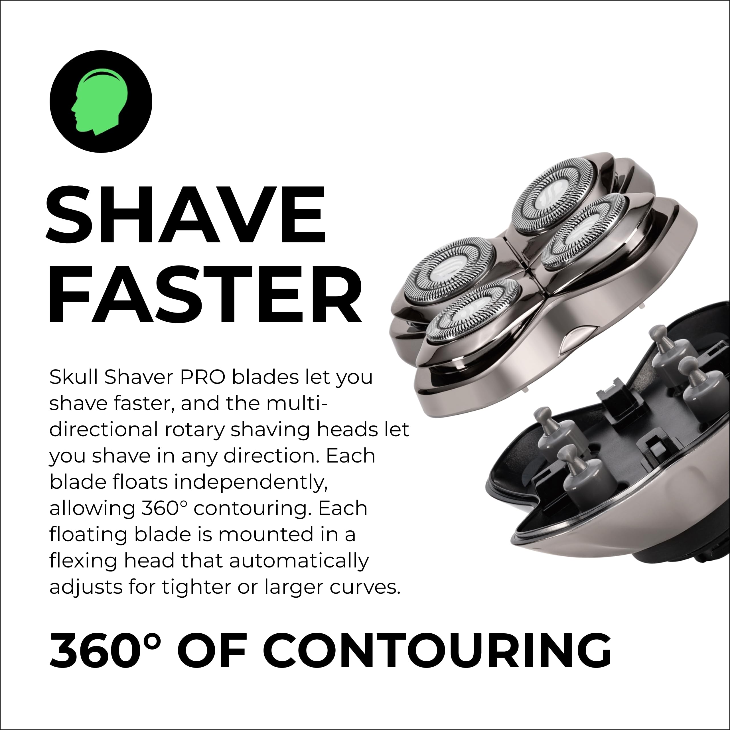 Skull Shaver Forte Pro 4-Kopf-Ersatzklinge - Für Pitbull, Palm & Butterfly Kiss Rasierer - Bartpflege, Körperrasur & Glatzenrasur