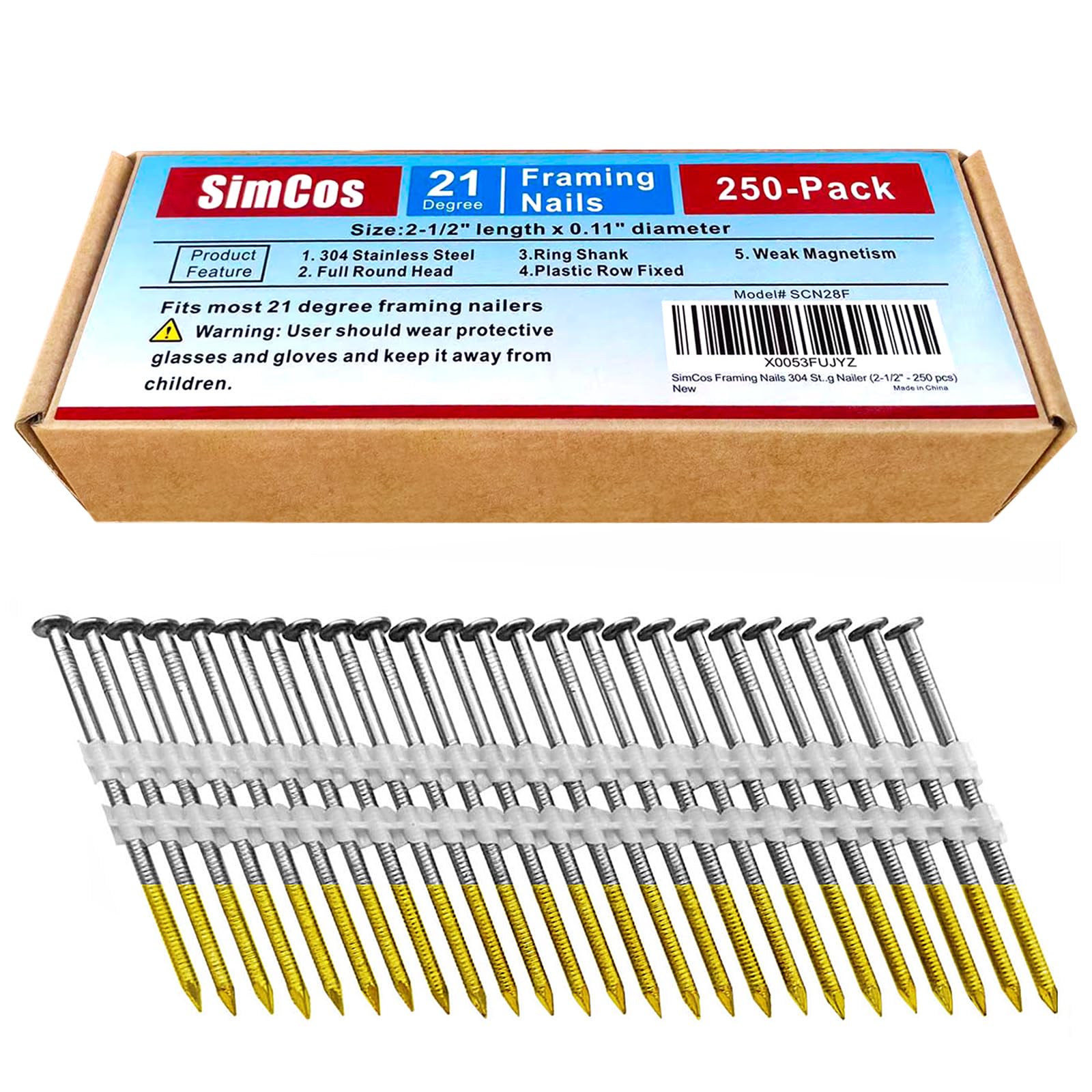 Stainless Steel Framing Nails - 250 Pack -14