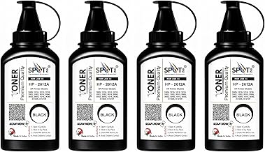 12A Toner Powder Bottles for USE in REFILLING HP Laser Jet 1010 / 1020 / 1022 / 1010, 1012, 1015, 1018, 1020, 1022, Pack of 4