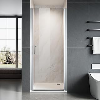 Glass Shower Door 31.5-33" W x 72" H, UCALAFEE Frameless Pivot Shower Door with 1/4" (6mm) SGCC Clear Tempered Glass, Waterproof Seal, Easy Clean & Anti-Fog Coating, Reversible Installation, Silver