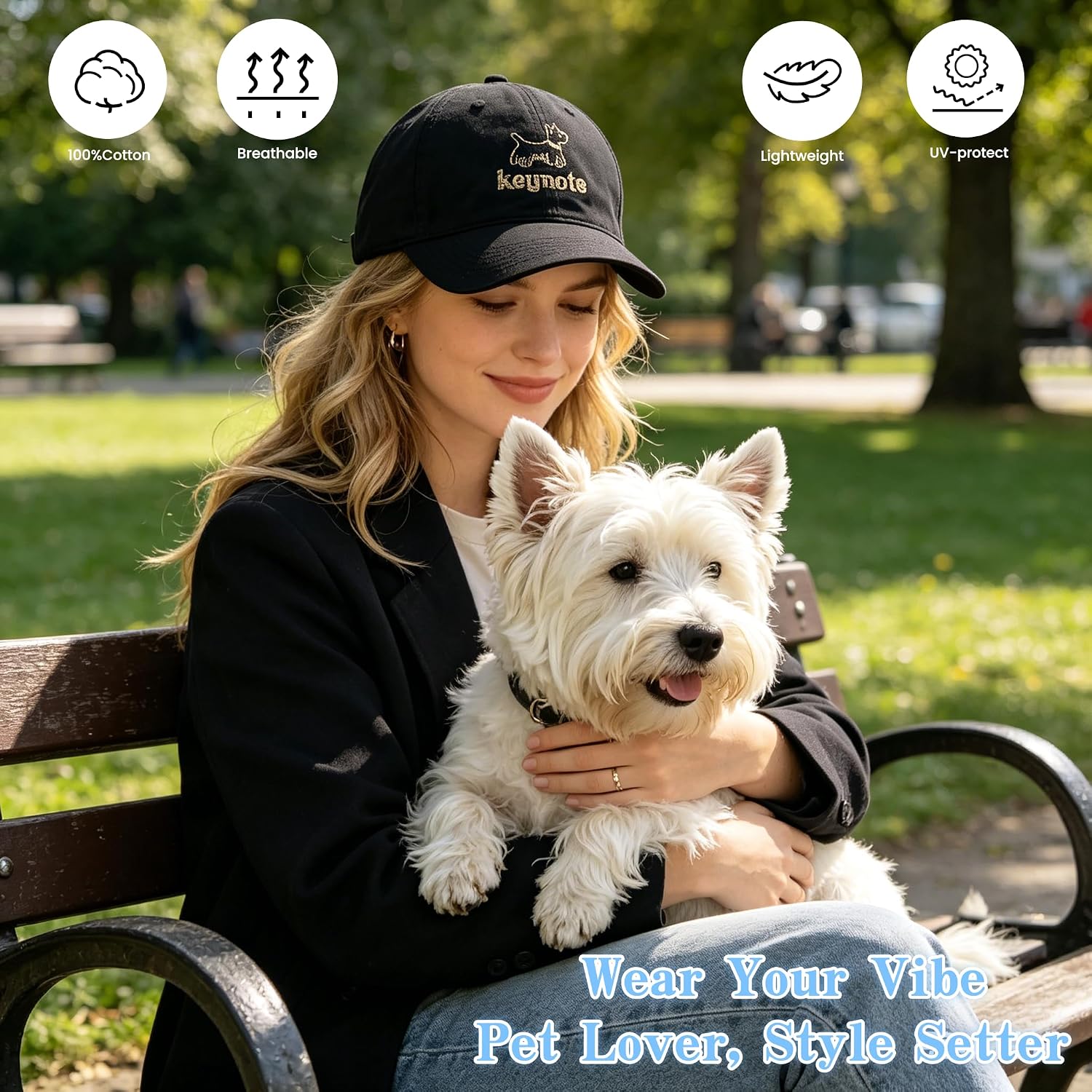 Womens Baseball Cap Lightweight Cotton Dad Hat with Embroidered Puppy Soft Casual Cute Summer Hat