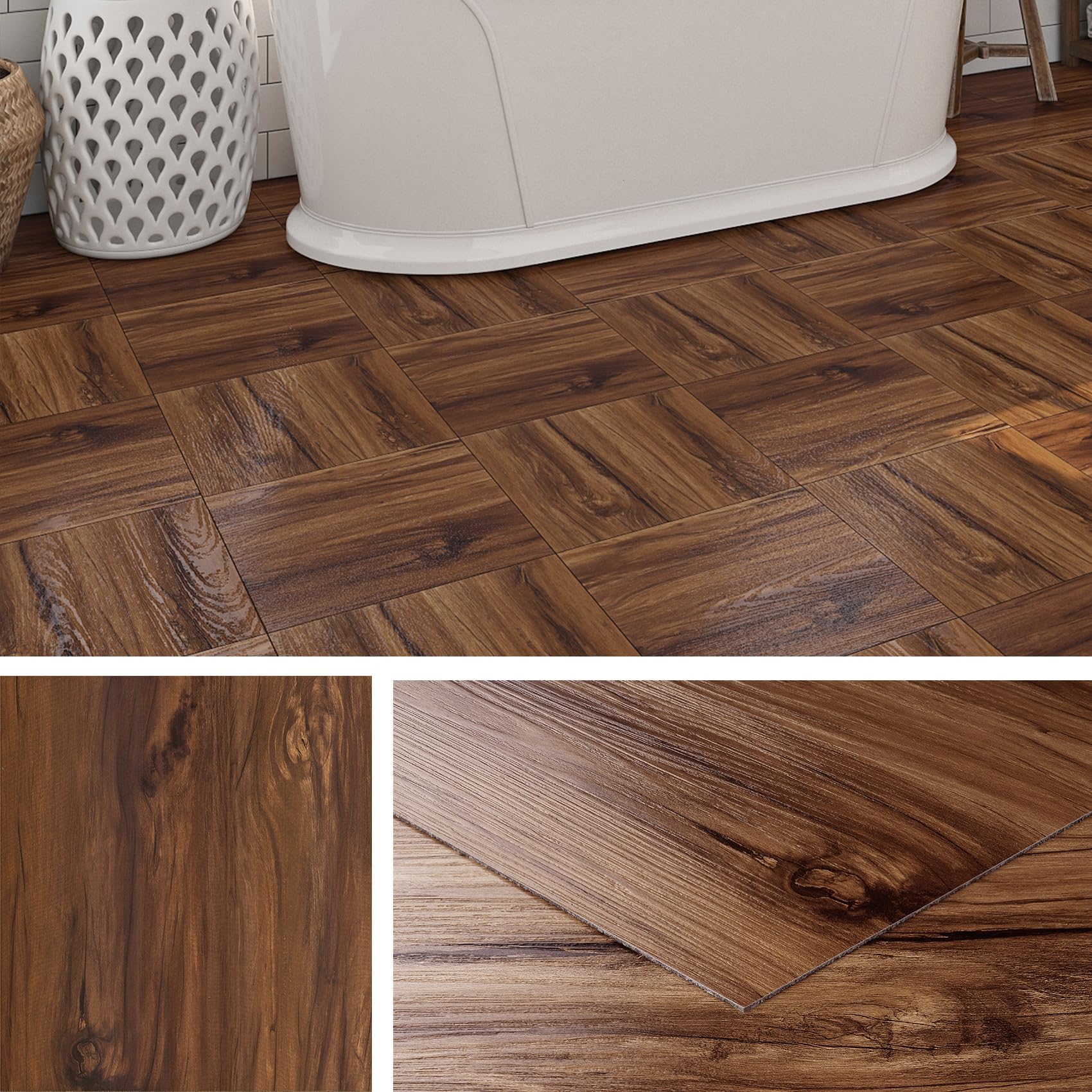 Vinyl Flooring Tiles Brown Wood Effect