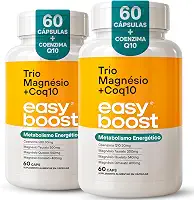 Trio Magnésio Dimalato Quelato Taurato + Coenzima Q10 Easy Boost Kit 2x 60c capsulas total de 120 capsulas